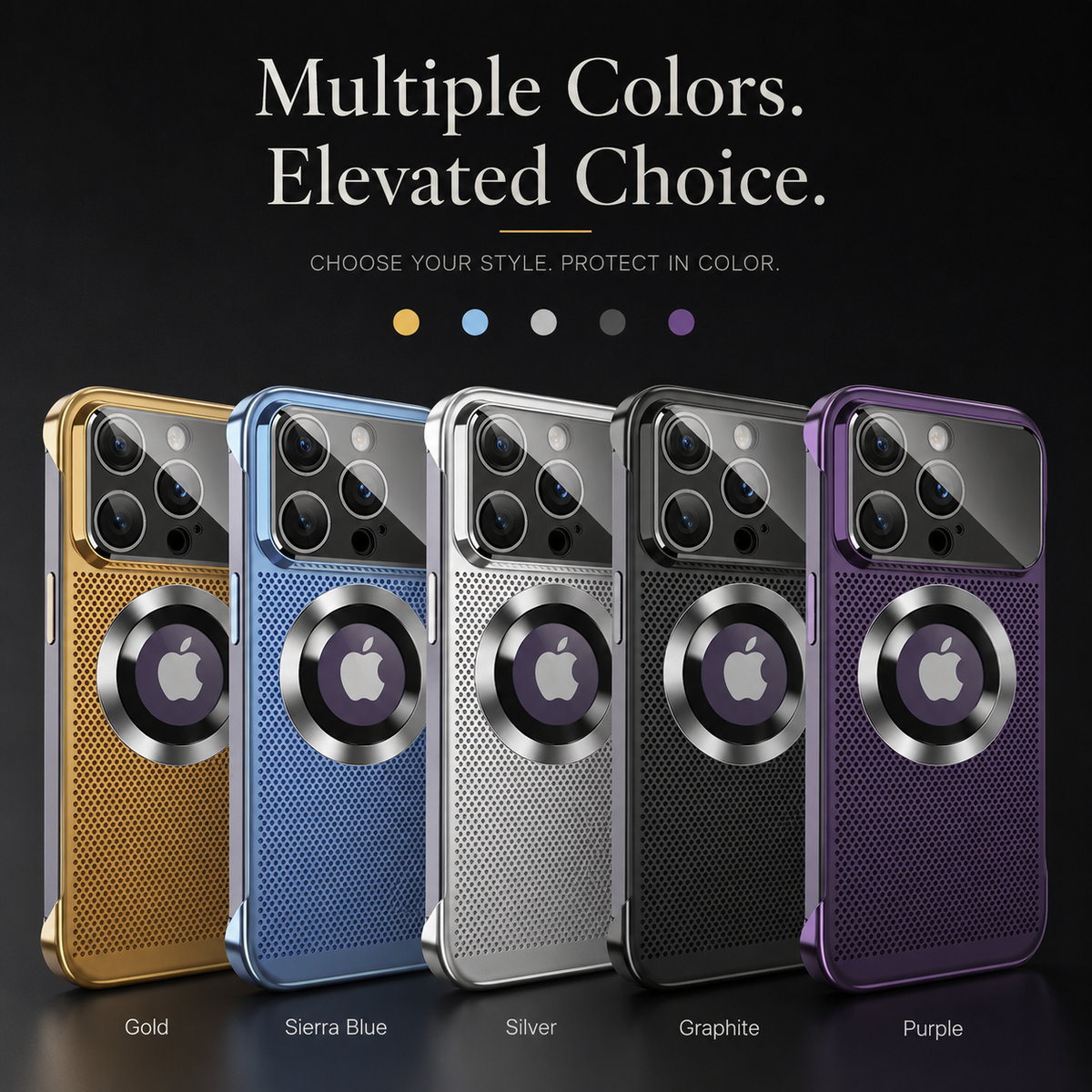 Luxury iPhone Case MagSafe Compatible Heat Dissipation Metal Frame Shockproof Protective Cover Camera Lens Protection Electroplated Design Slim Profile