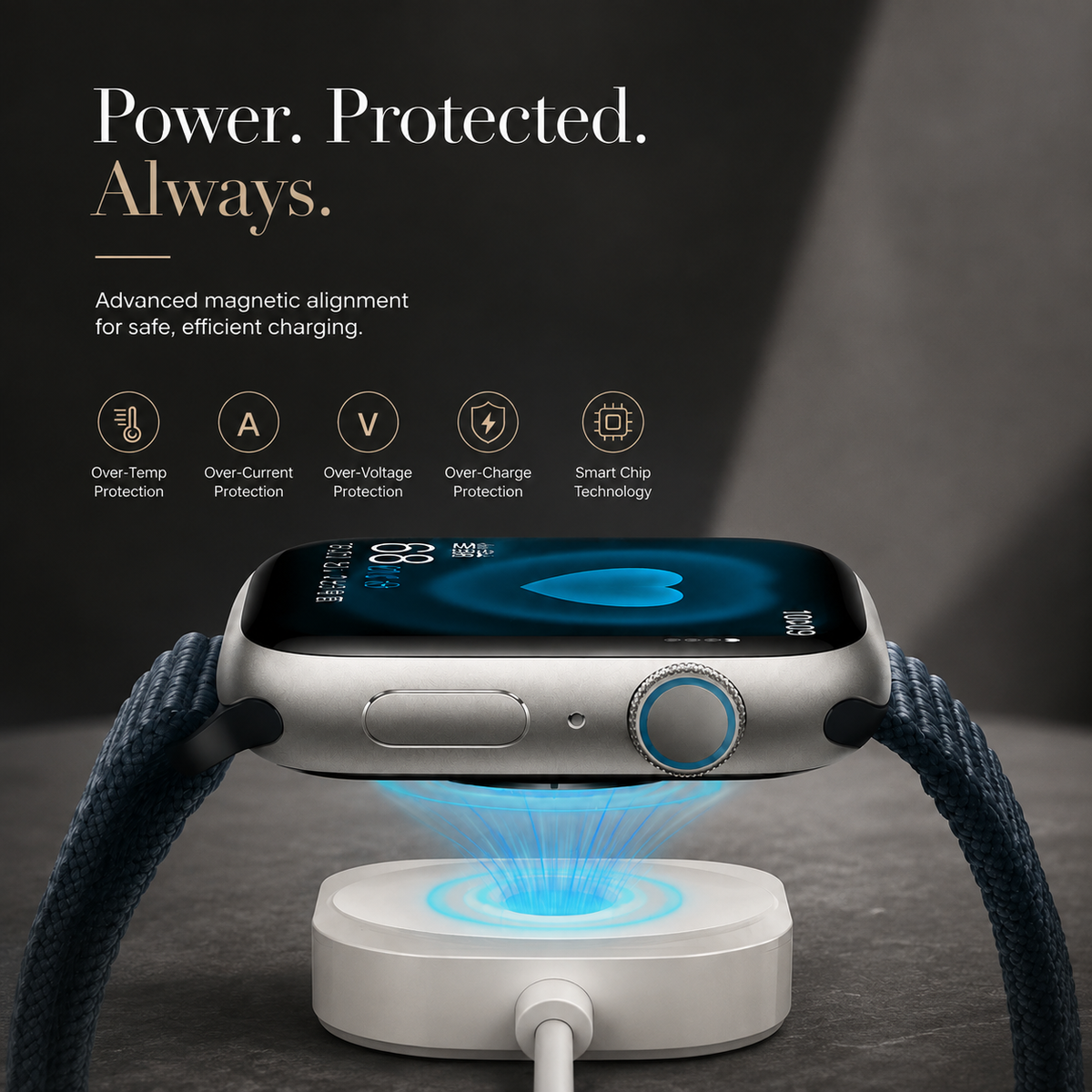Premium 2 in 1 Magnetic Wireless Charger Cable USB A Fast Charging Cord Smart Chip Protection Magnetic Charging Cable Portable Compatible with iPhone