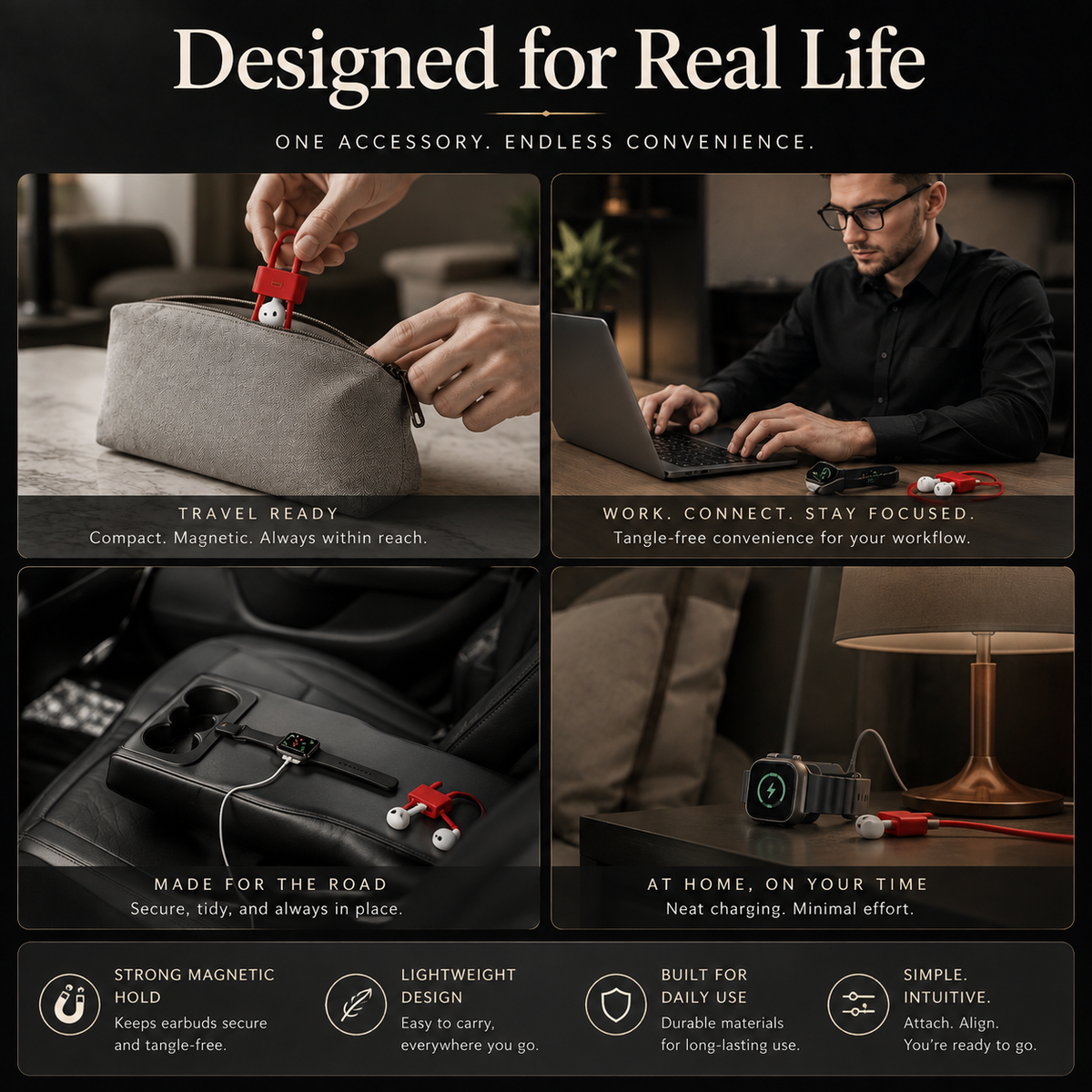 Premium 2 in 1 Magnetic Wireless Charger Cable USB A Fast Charging Cord Smart Chip Protection Magnetic Charging Cable Portable Compatible with iPhone