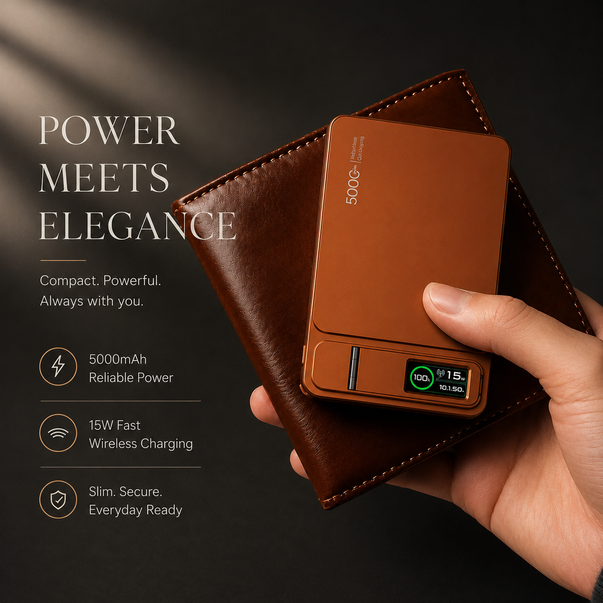 Premium 3 in 1 Magnetic Wireless Power Bank 20W Fast Charging Portable Battery Built In Stand Digital Display Watch Charger Compatible with iPhone