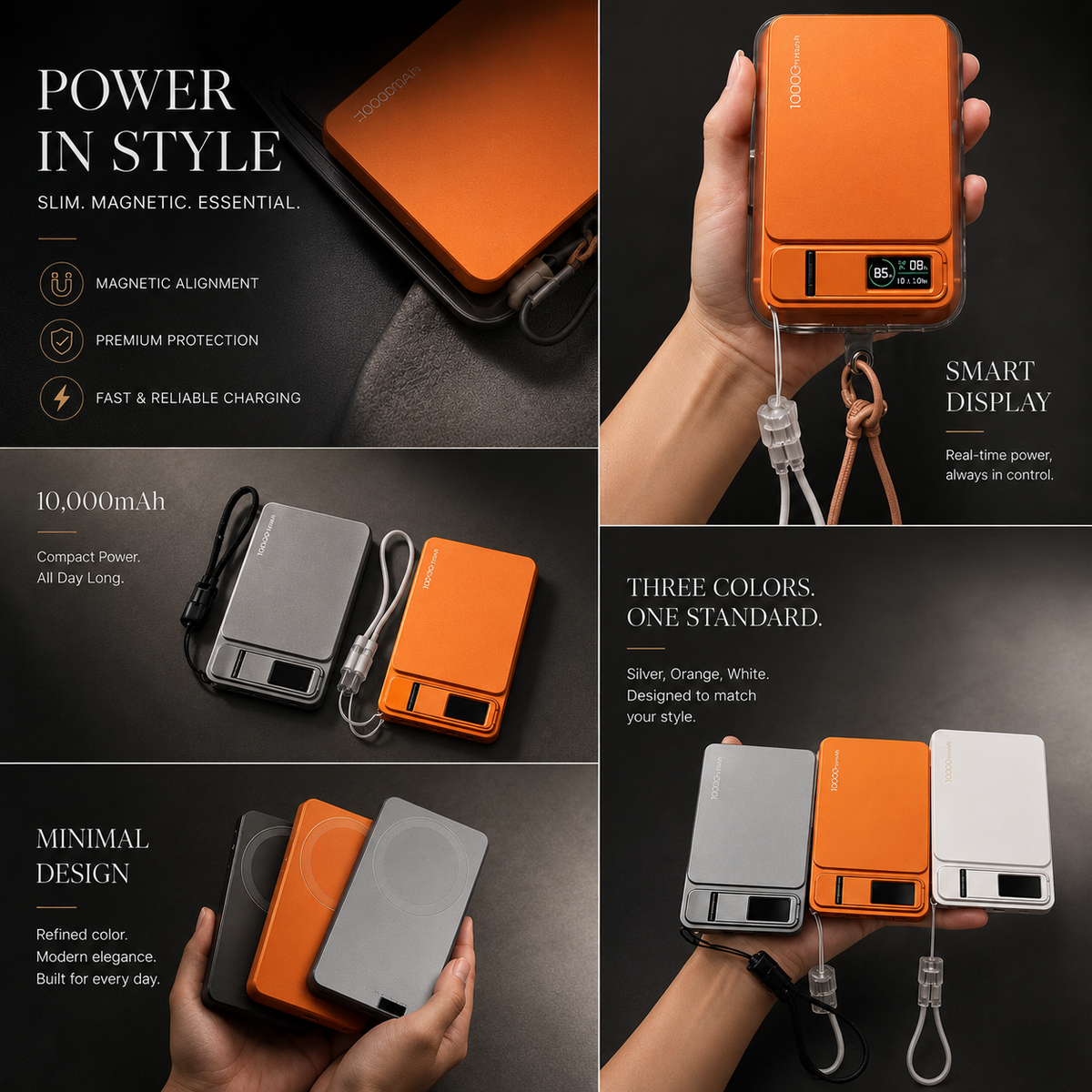Premium 3 in 1 Magnetic Wireless Power Bank 20W Fast Charging Portable Battery Built In Stand Digital Display Watch Charger Compatible with iPhone