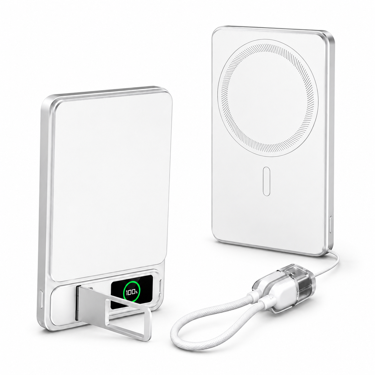 Premium 3 in 1 Magnetic Wireless Power Bank 20W Fast Charging Portable Battery Built In Stand Digital Display Watch Charger Compatible with iPhone