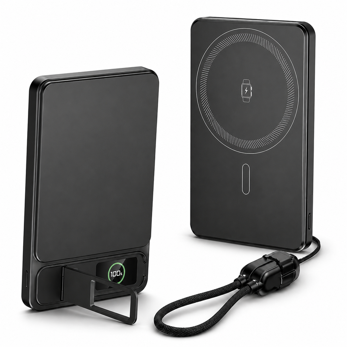 Premium 3 in 1 Magnetic Wireless Power Bank 20W Fast Charging Portable Battery Built In Stand Digital Display Watch Charger Compatible with iPhone