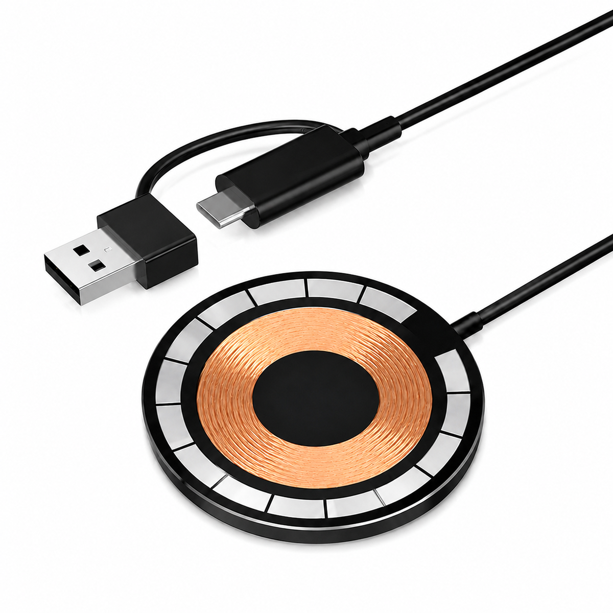 Premium 30W Magnetic Wireless Charger Pad Fast Charging MagSafe Stand USB C PD USB A Power Adapter Compatible iPhone Non Slip Portable