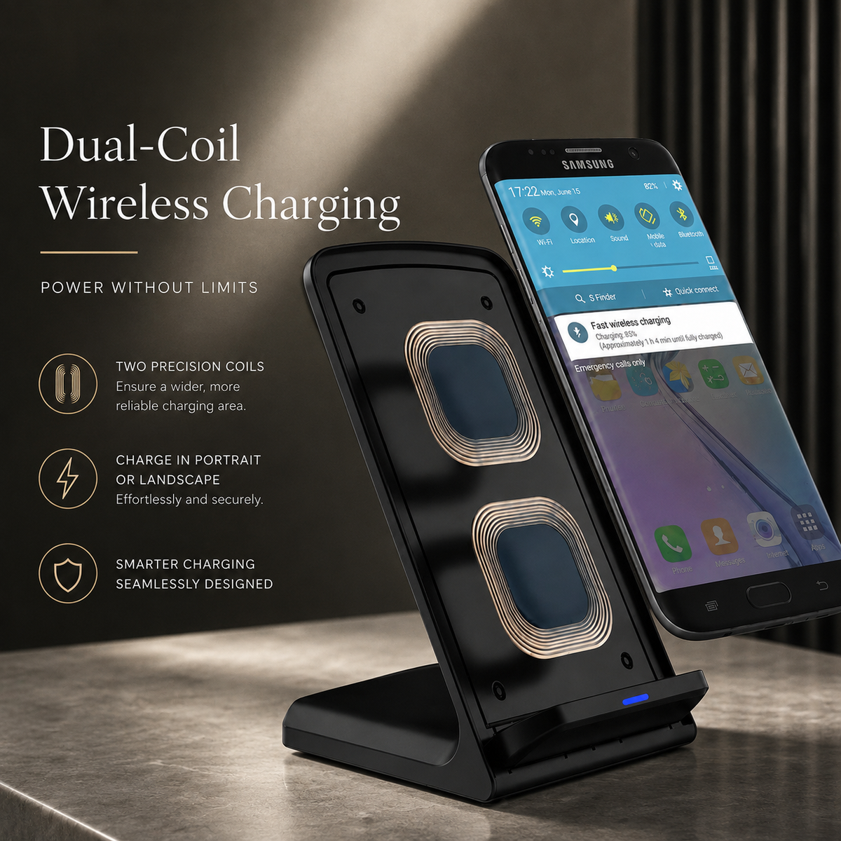 Premium 30W Wireless Charger Stand Fast Charging Foldable Phone Charging Stand USB C Vertical Horizontal Viewing Compatible with iPhone Travel Design