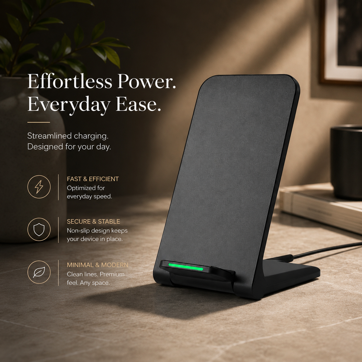 Premium 30W Wireless Charger Stand Fast Charging Foldable Phone Charging Stand USB C Vertical Horizontal Viewing Compatible with iPhone Travel Design