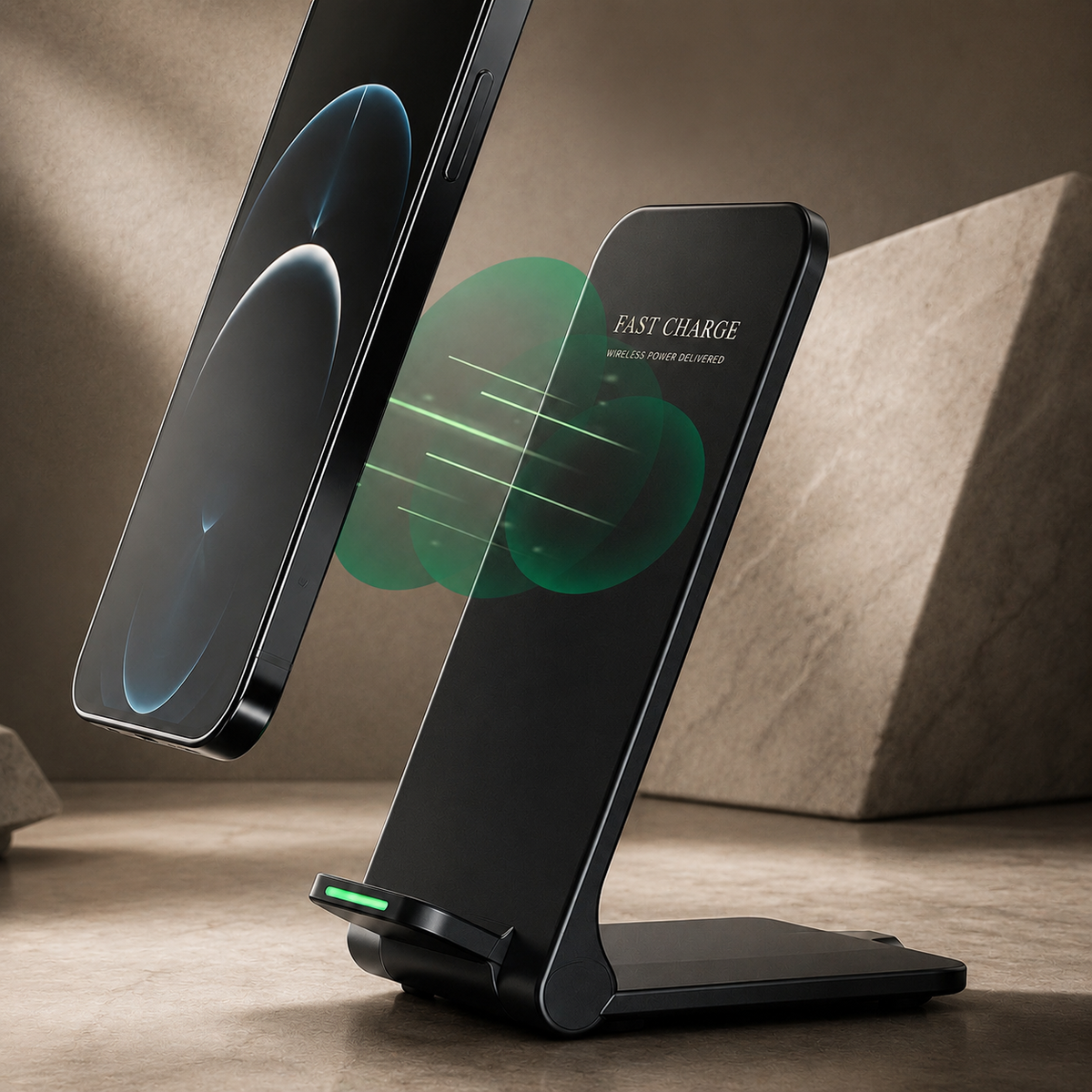 Premium 30W Wireless Charger Stand Fast Charging Foldable Phone Charging Stand USB C Vertical Horizontal Viewing Compatible with iPhone Travel Design