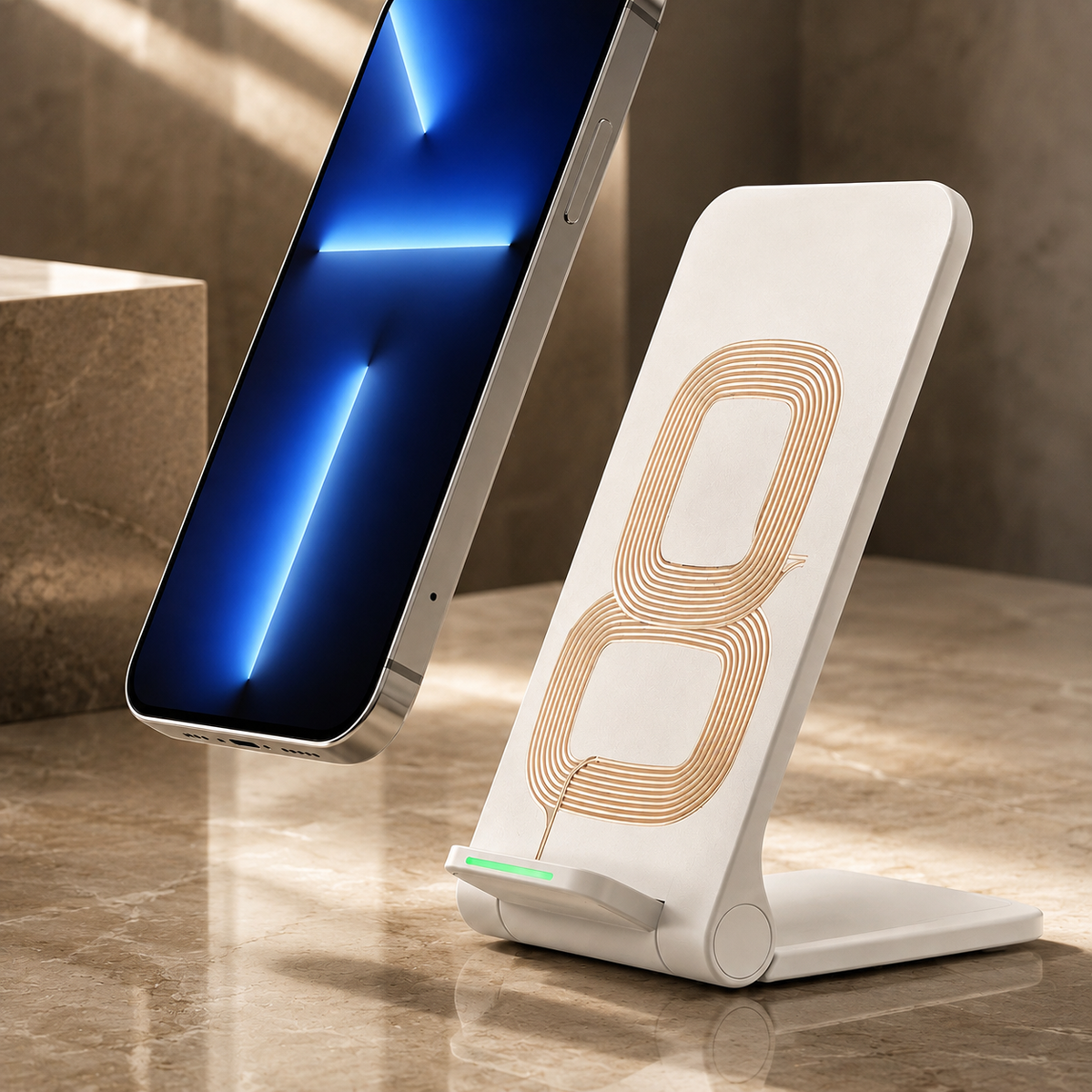 Premium 30W Wireless Charger Stand Fast Charging Foldable Phone Charging Stand USB C Vertical Horizontal Viewing Compatible with iPhone Travel Design