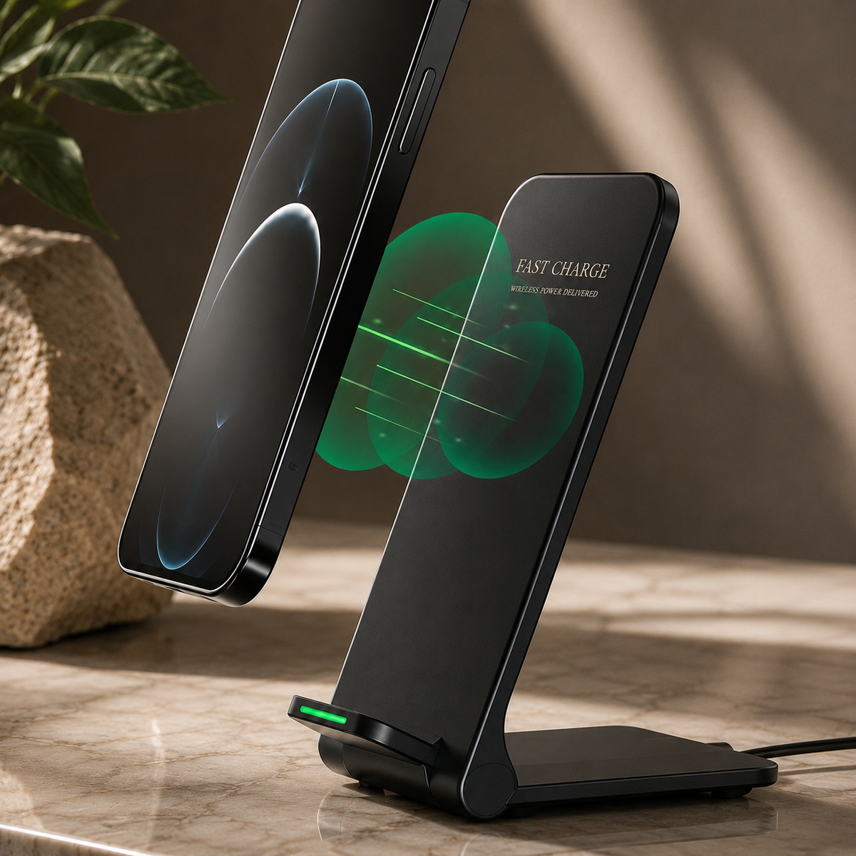 Premium 30W Wireless Charger Stand Fast Charging Foldable Phone Charging Stand USB C Vertical Horizontal Viewing Compatible with iPhone Travel Design