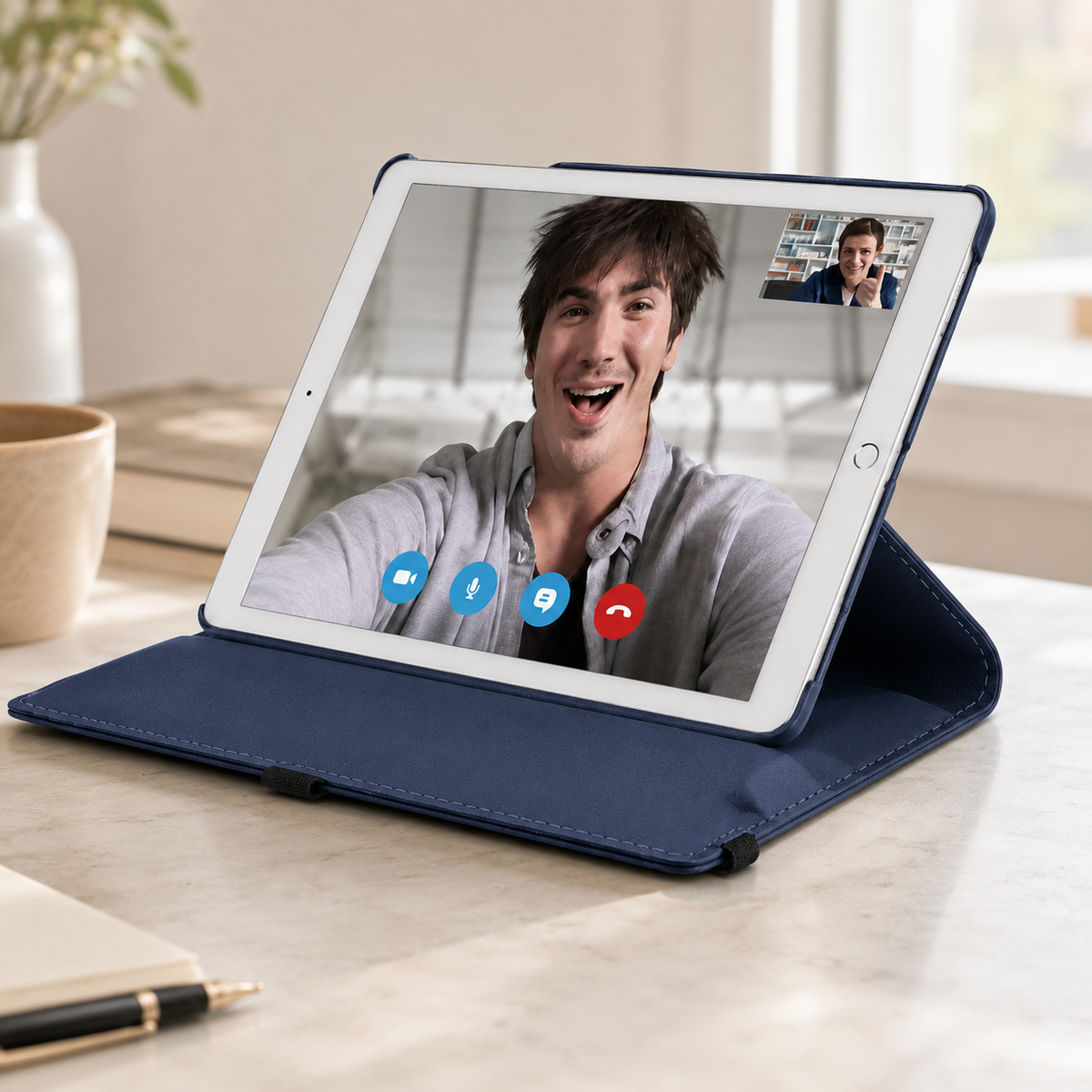 Premium 360 Rotating PU Leather iPad Case Smart Cover Auto Sleep Wake Shockproof Stand Multi Angle Tablet Protective Case Compatible with iPad