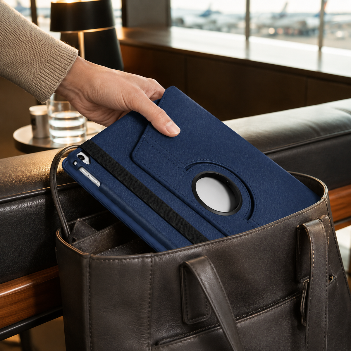 Premium 360 Rotating PU Leather iPad Case Smart Cover Auto Sleep Wake Shockproof Stand Multi Angle Tablet Protective Case Compatible with iPad
