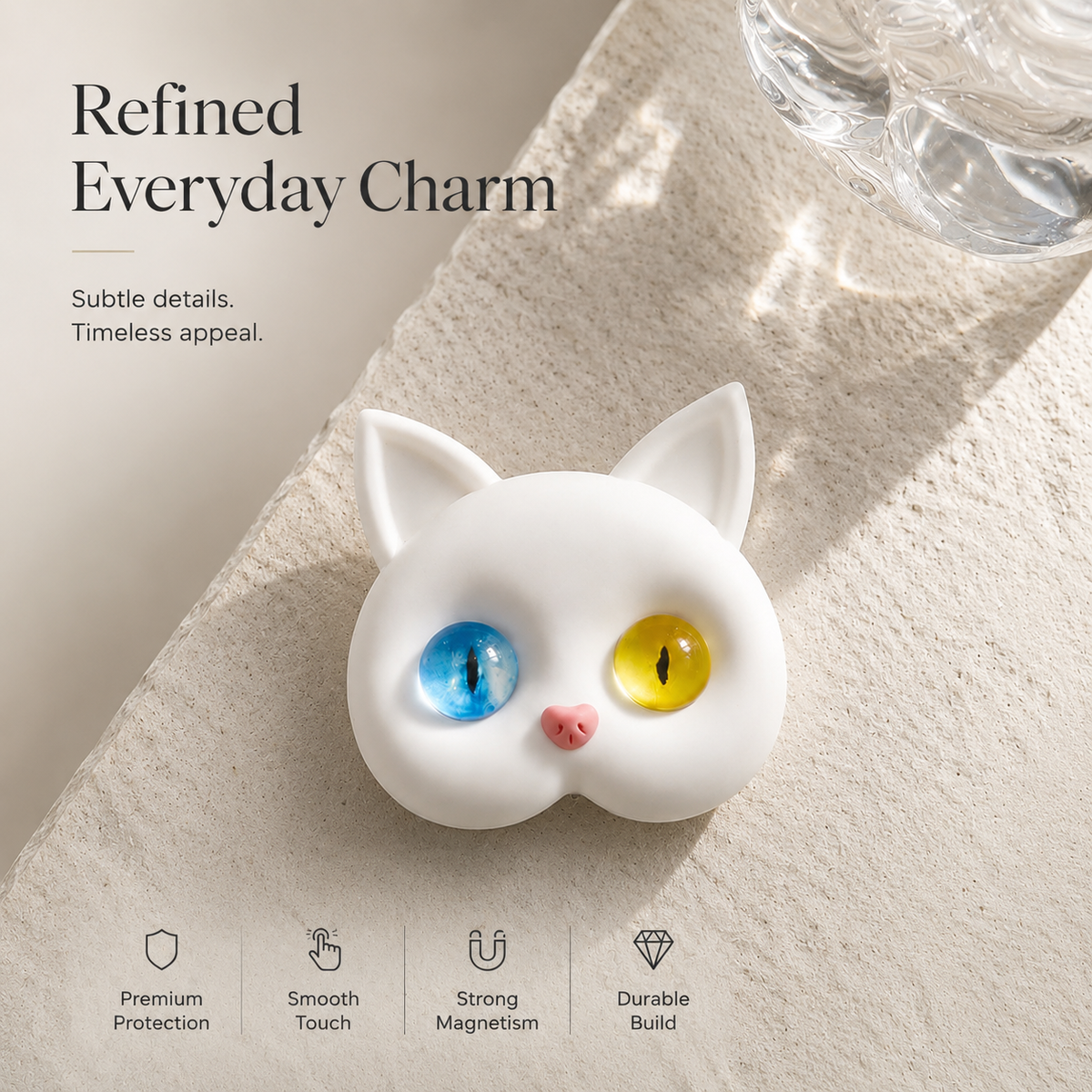 Premium 3D Cat Phone Grip Holder Korean INS Style Air Cushion Finger Ring Stand Foldable Rotating Anti Drop Smartphone Accessory Compatible with iPhone