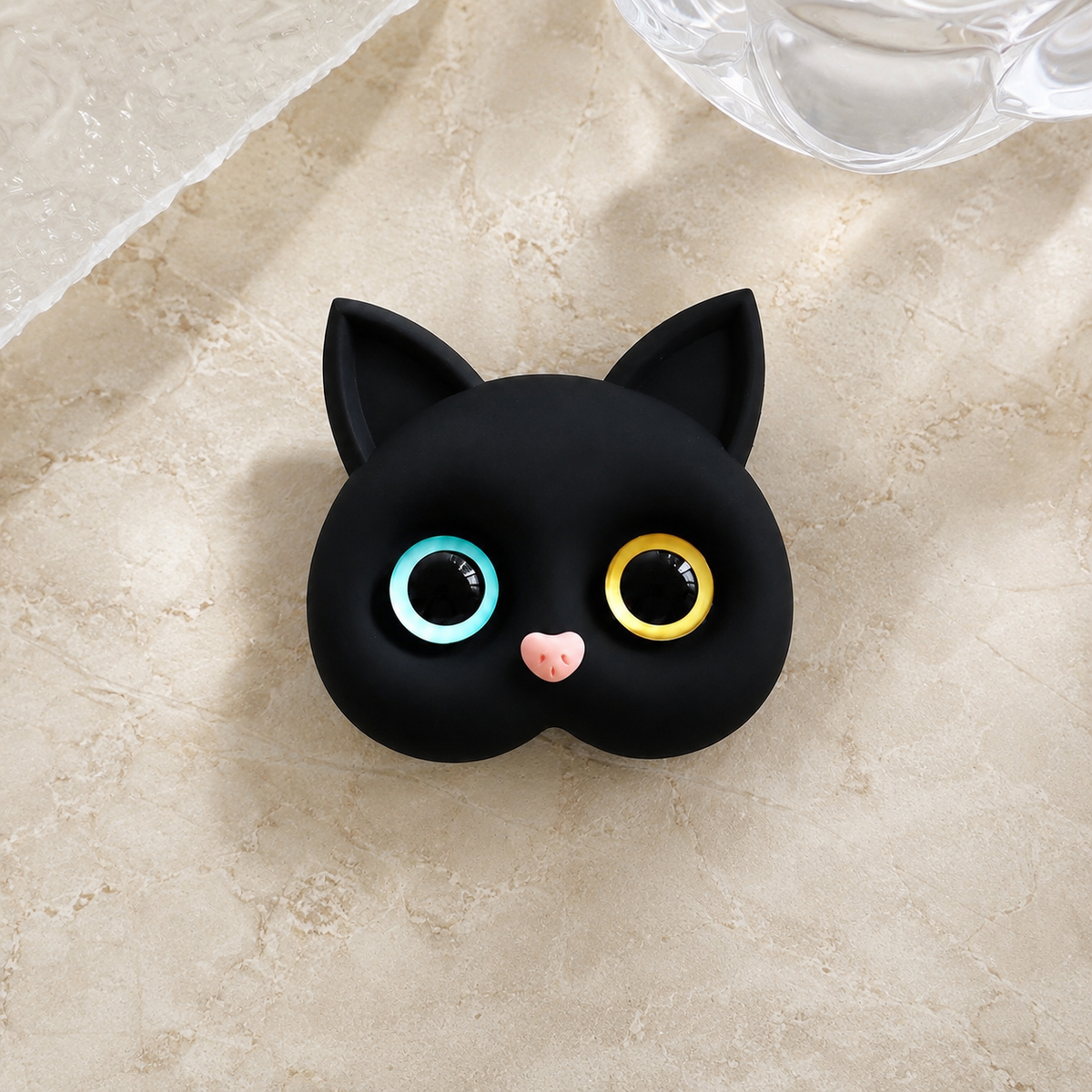 Premium 3D Cat Phone Grip Holder Korean INS Style Air Cushion Finger Ring Stand Foldable Rotating Anti Drop Smartphone Accessory Compatible with iPhone