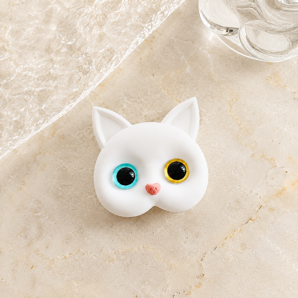 Premium 3D Cat Phone Grip Holder Korean INS Style Air Cushion Finger Ring Stand Foldable Rotating Anti Drop Smartphone Accessory Compatible with iPhone