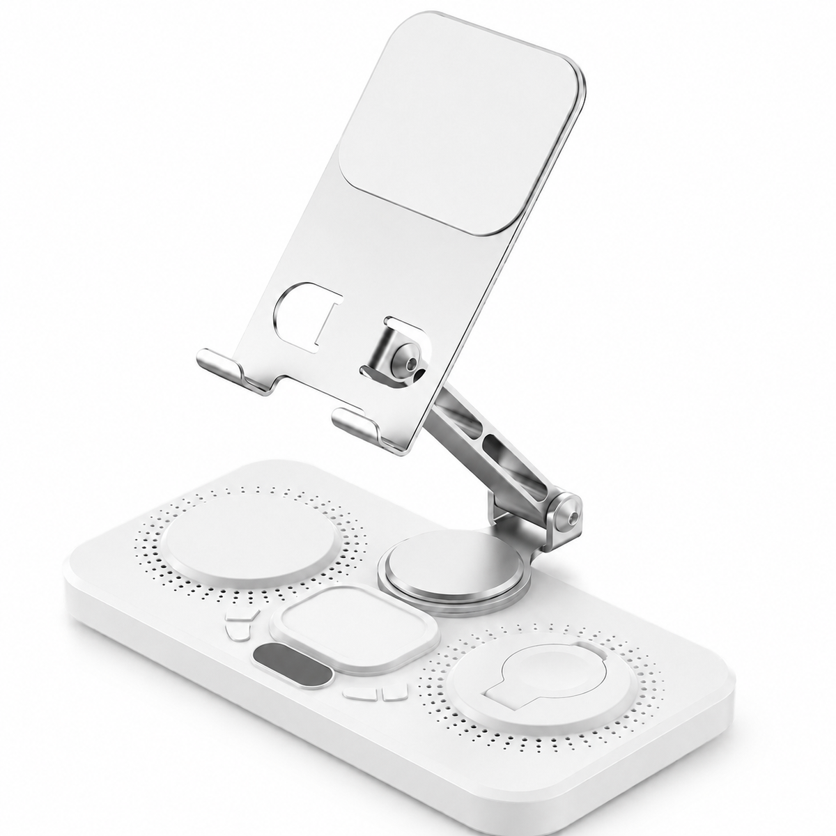 Premium 4 in 1 Magnetic Wireless Charging Station 15W Fast Charger Foldable Stand Phone Watch Earbuds LED USB Type C Compatible with iPhone