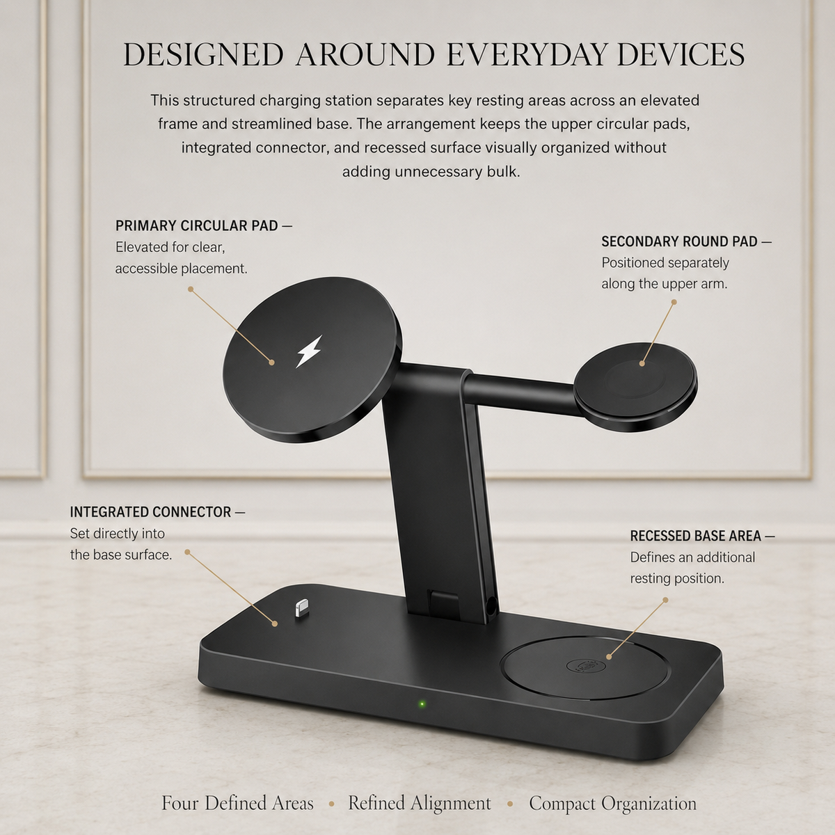 Premium 5 in 1 Magnetic Wireless Charging Station 30W Fast Qi Charger Foldable Stands LED Night Lights USB Type C Multi Devices Compatible with iPhone