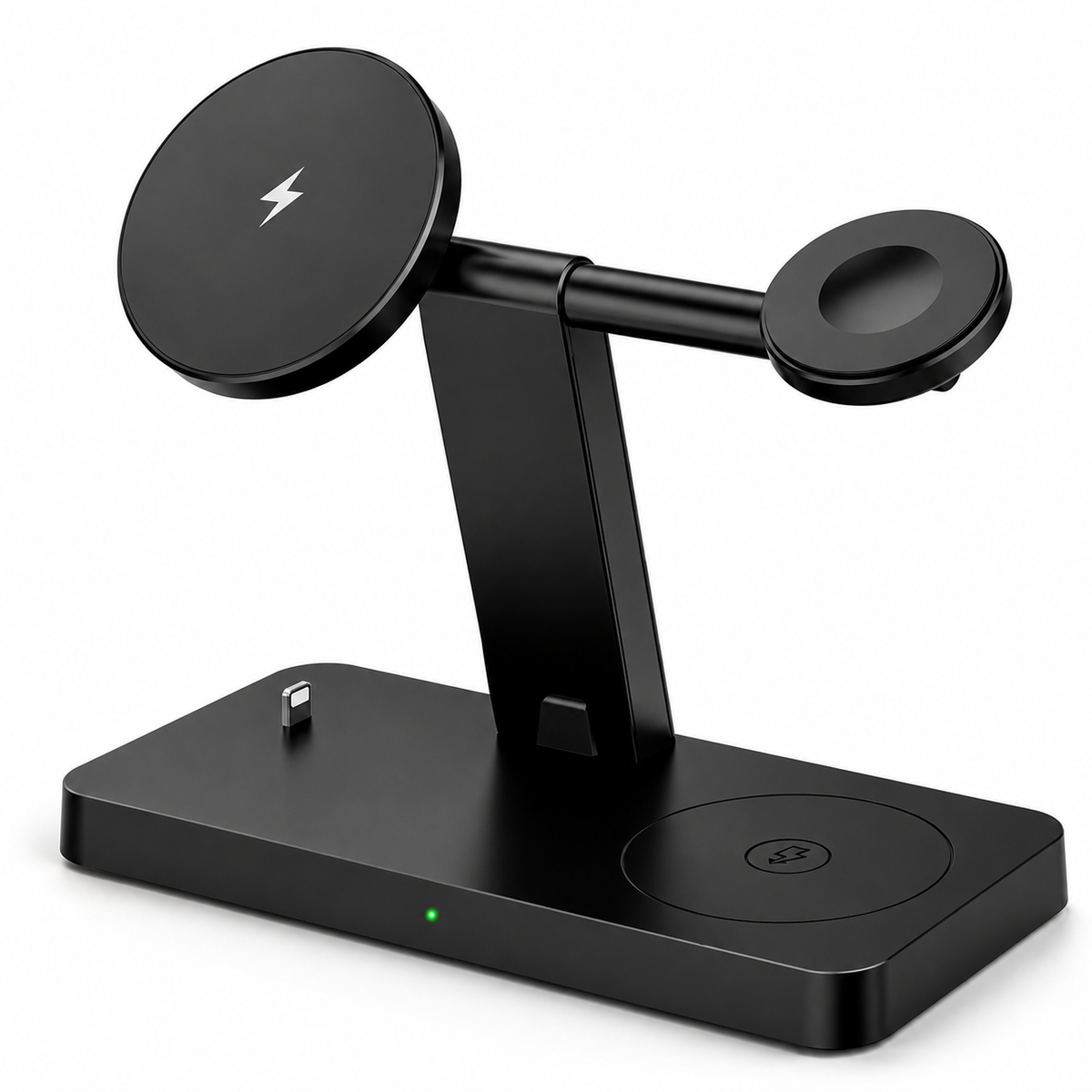 Premium 5 in 1 Magnetic Wireless Charging Station 30W Fast Qi Charger Foldable Stands LED Night Lights USB Type C Multi Devices Compatible with iPhone