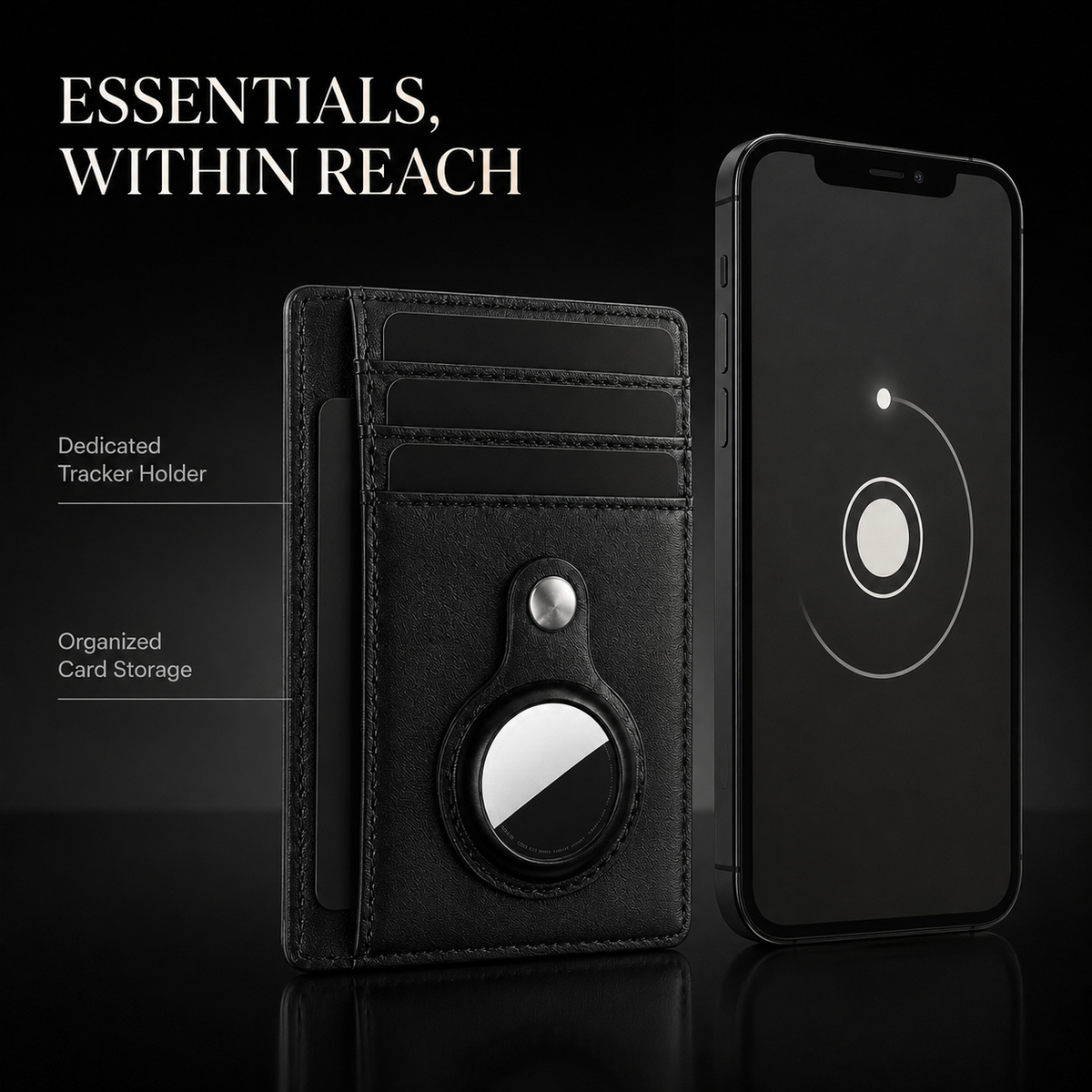 Premium AirTag Wallet Leather Card Holder RFID Blocking Slim Anti Lost Scratch Resistant Cash Coin Holder Travel Wallet Compatible with iPhone