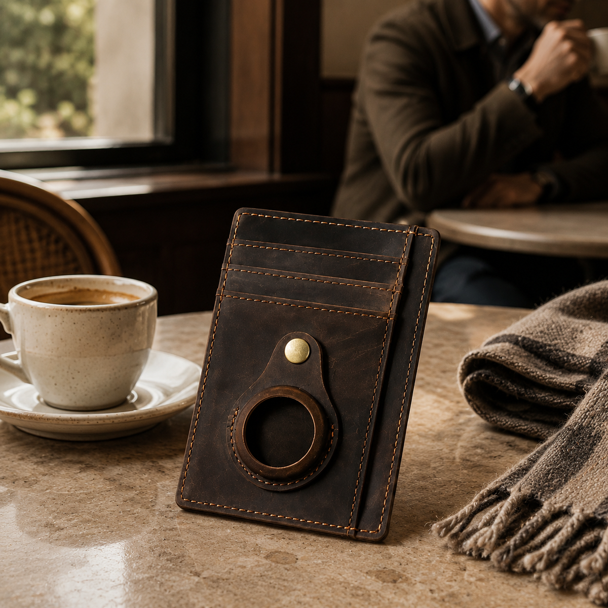 Premium AirTag Wallet Leather Card Holder RFID Blocking Slim Anti Lost Scratch Resistant Cash Coin Holder Travel Wallet Compatible with iPhone