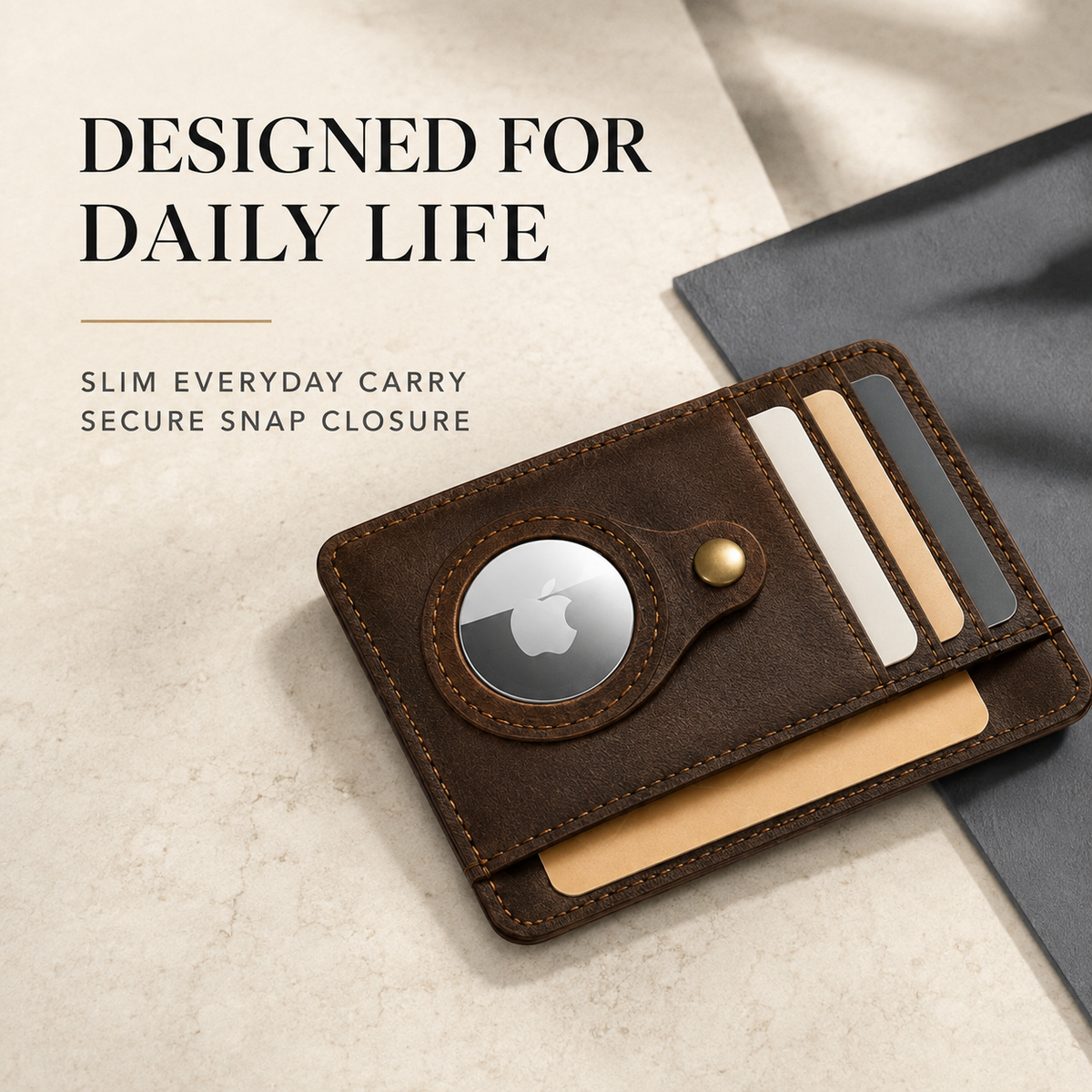 Premium AirTag Wallet Leather Card Holder RFID Blocking Slim Anti Lost Scratch Resistant Cash Coin Holder Travel Wallet Compatible with iPhone
