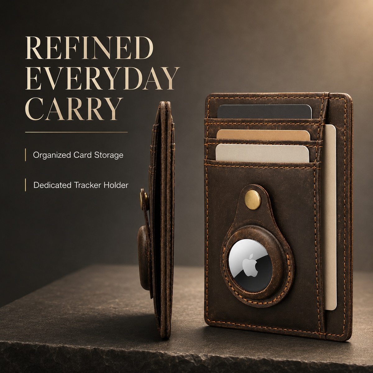 Premium AirTag Wallet Leather Card Holder RFID Blocking Slim Anti Lost Scratch Resistant Cash Coin Holder Travel Wallet Compatible with iPhone