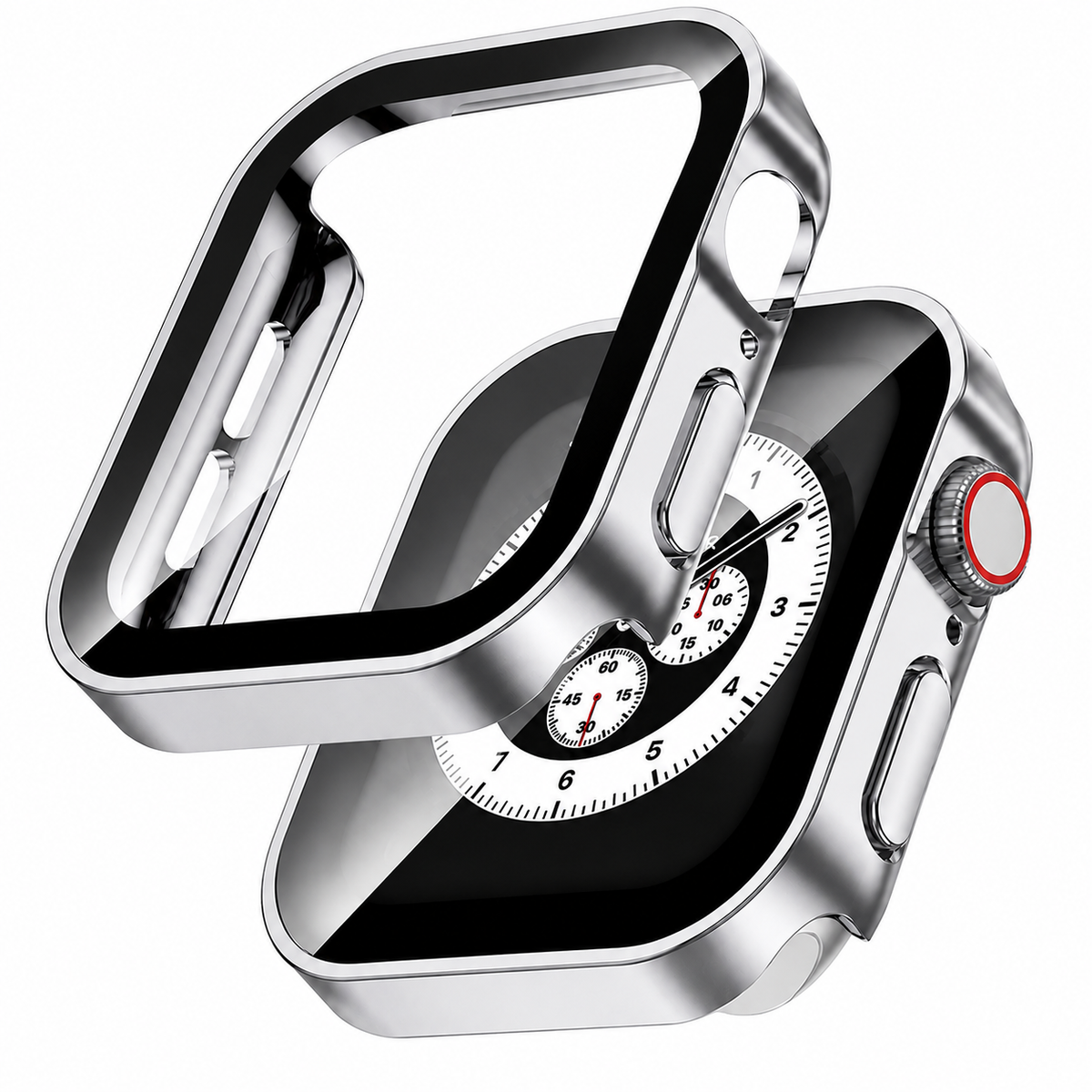 Premium Apple Watch Tempered Glass Case Full Coverage Screen Protector Shock Resistant Cover Scratch Resistant Slim Edge Protection Compatible with Apple Watch