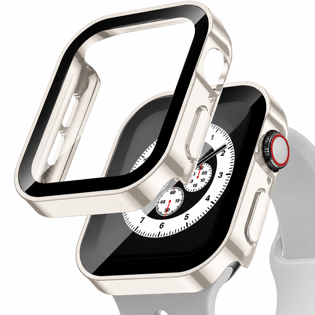 Premium Apple Watch Tempered Glass Case Full Coverage Screen Protector Shock Resistant Cover Scratch Resistant Slim Edge Protection Compatible with Apple Watch