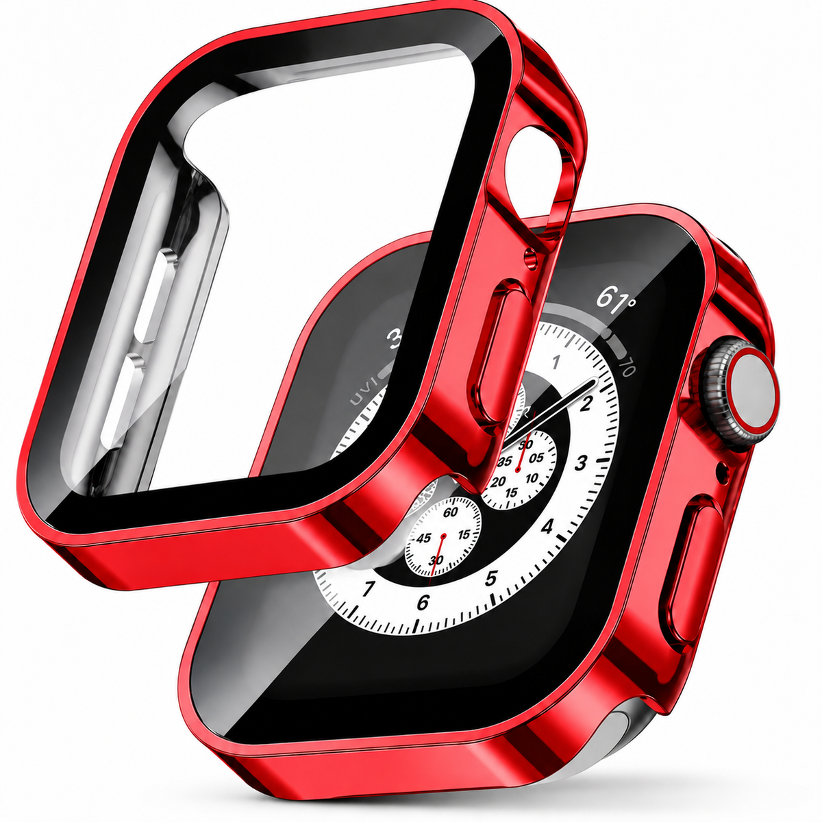 Premium Apple Watch Tempered Glass Case Full Coverage Screen Protector Shock Resistant Cover Scratch Resistant Slim Edge Protection Compatible with Apple Watch