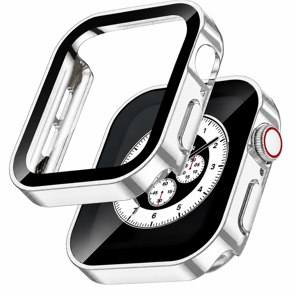 Premium Apple Watch Tempered Glass Case Full Coverage Screen Protector Shock Resistant Cover Scratch Resistant Slim Edge Protection Compatible with Apple Watch