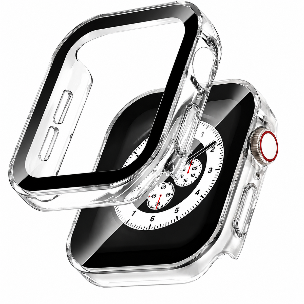 Premium Apple Watch Tempered Glass Case Full Coverage Screen Protector Shock Resistant Cover Scratch Resistant Slim Edge Protection Compatible with Apple Watch