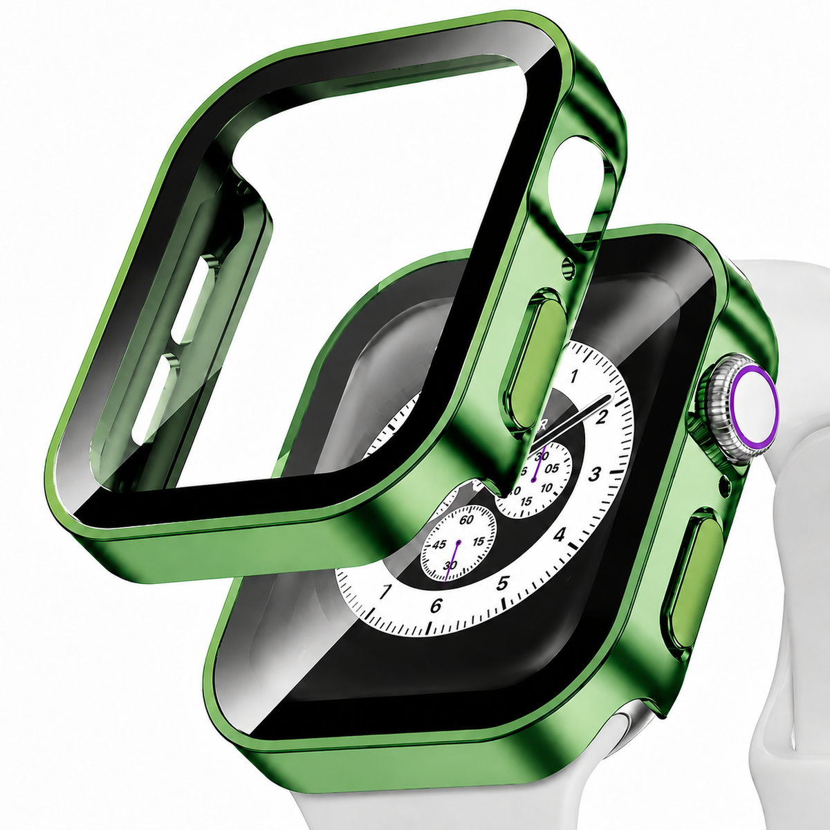 Premium Apple Watch Tempered Glass Case Full Coverage Screen Protector Shock Resistant Cover Scratch Resistant Slim Edge Protection Compatible with Apple Watch