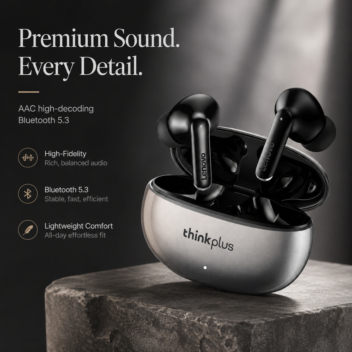 Premium Bluetooth 5.3 Wireless Earbuds Stereo In Ear Headphones Clear Microphone Sport Fit Low Latency Charging Case TWS Compatible with iPhone