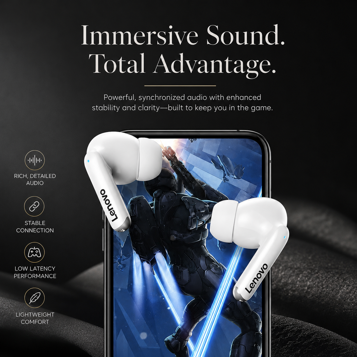 Premium Bluetooth 5.3 Wireless Earbuds Stereo In Ear Headphones Clear Microphone Sport Fit Low Latency Charging Case TWS Compatible with iPhone