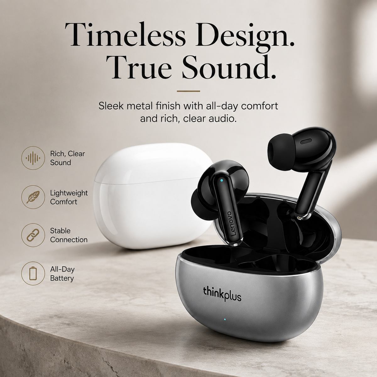 Premium Bluetooth 5.3 Wireless Earbuds Stereo In Ear Headphones Clear Microphone Sport Fit Low Latency Charging Case TWS Compatible with iPhone