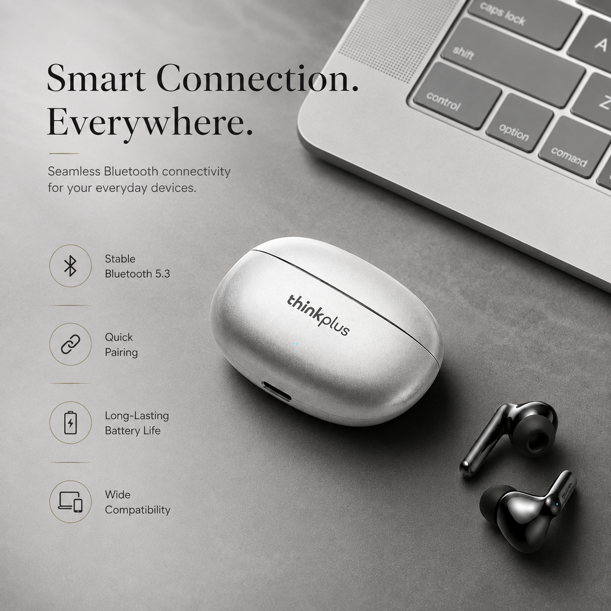 Premium Bluetooth 5.3 Wireless Earbuds Stereo In Ear Headphones Clear Microphone Sport Fit Low Latency Charging Case TWS Compatible with iPhone