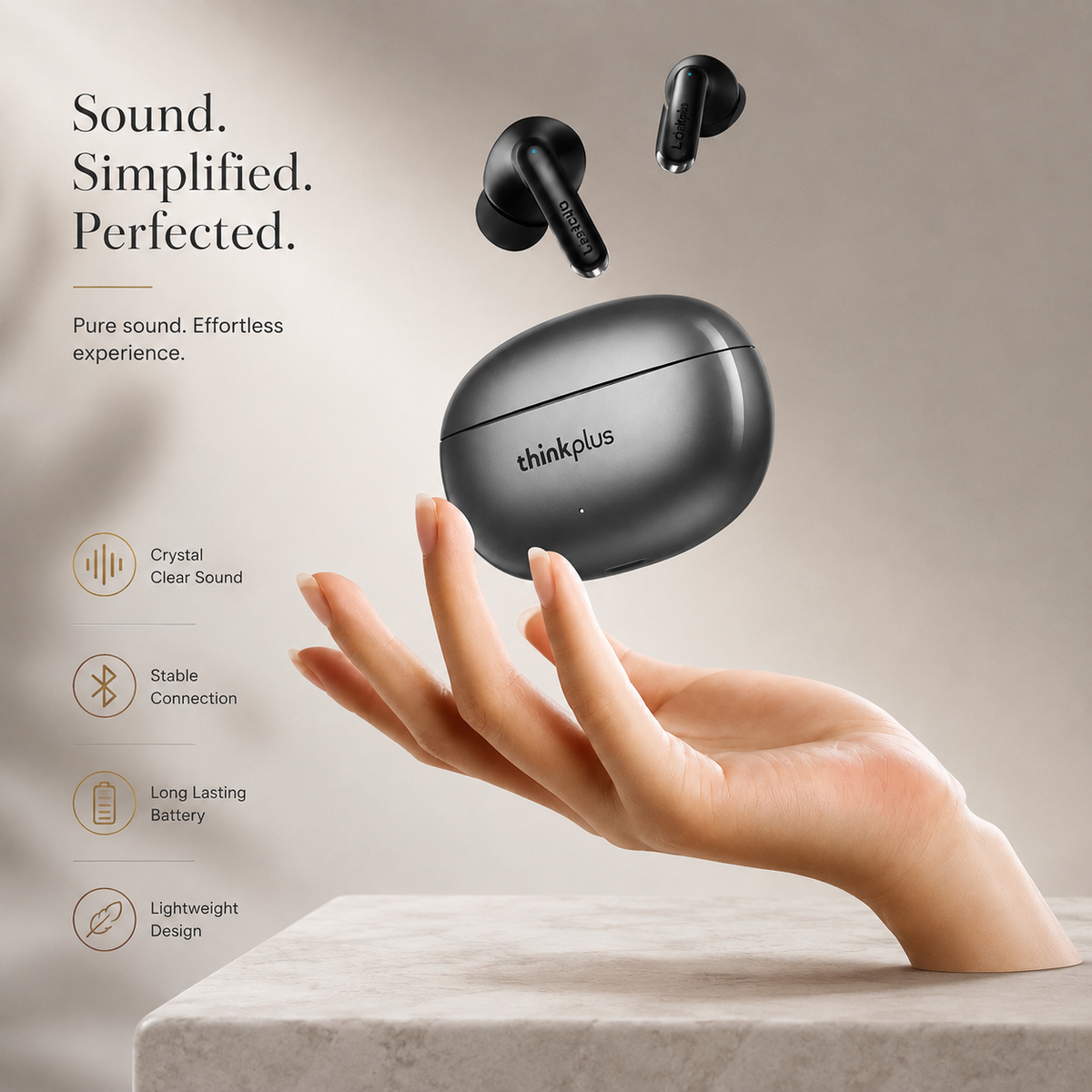 Premium Bluetooth 5.3 Wireless Earbuds Stereo In Ear Headphones Clear Microphone Sport Fit Low Latency Charging Case TWS Compatible with iPhone