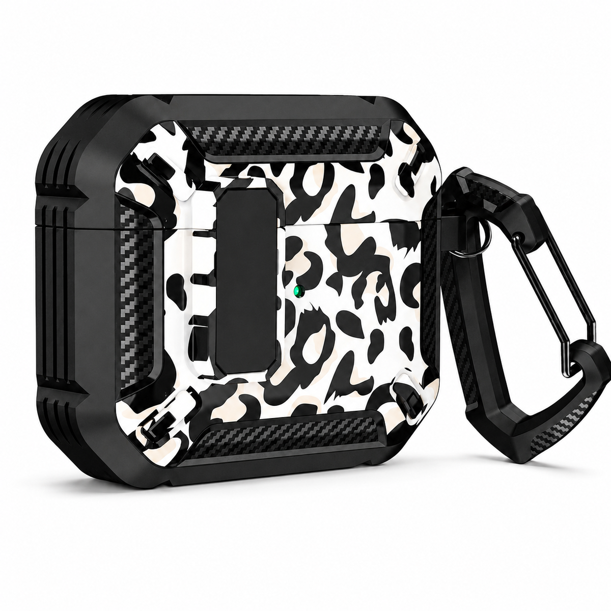 Premium Carbon Fiber AirPods Case Cover Shockproof TPU Protective Case Secure Lock Wireless Charging Anti Scratch Keychain Compatible with AirPods