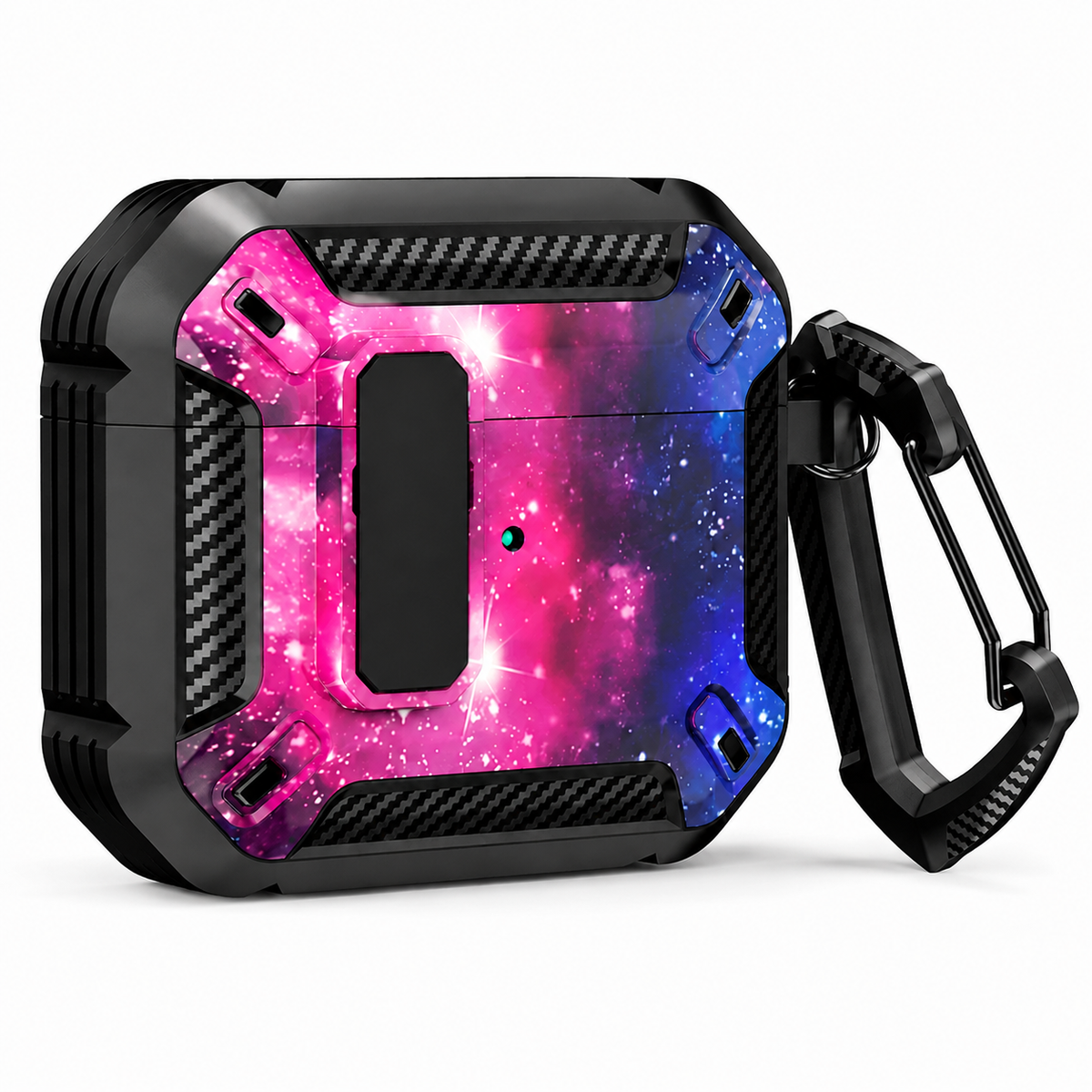 Premium Carbon Fiber AirPods Case Cover Shockproof TPU Protective Case Secure Lock Wireless Charging Anti Scratch Keychain Compatible with AirPods