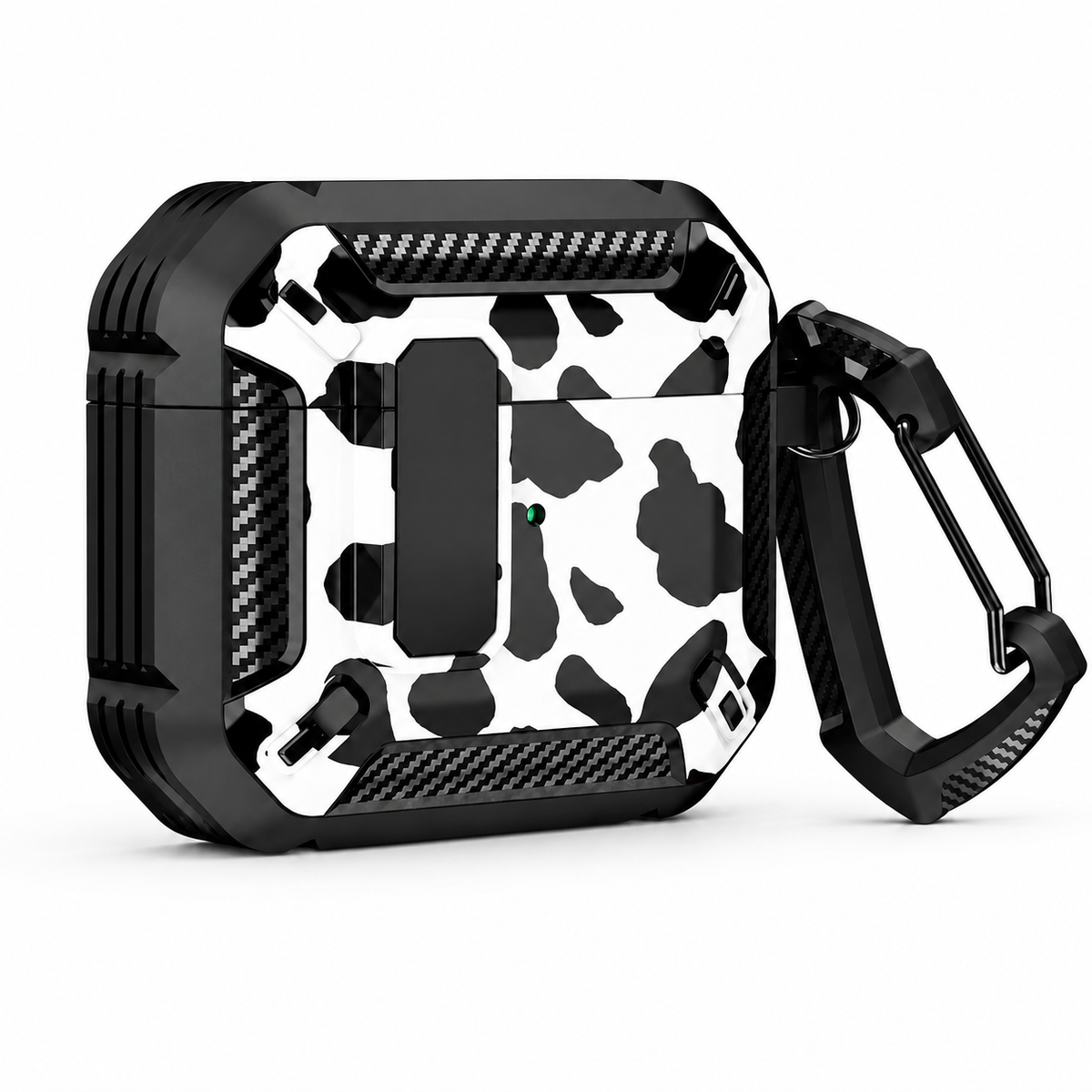 Premium Carbon Fiber AirPods Case Cover Shockproof TPU Protective Case Secure Lock Wireless Charging Anti Scratch Keychain Compatible with AirPods