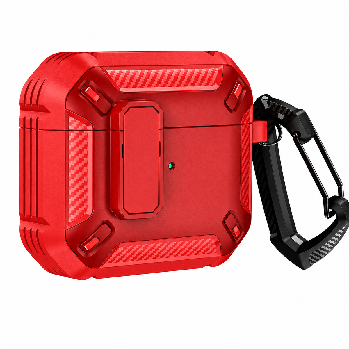 Premium Carbon Fiber AirPods Case Cover Shockproof TPU Protective Case Secure Lock Wireless Charging Anti Scratch Keychain Compatible with AirPods