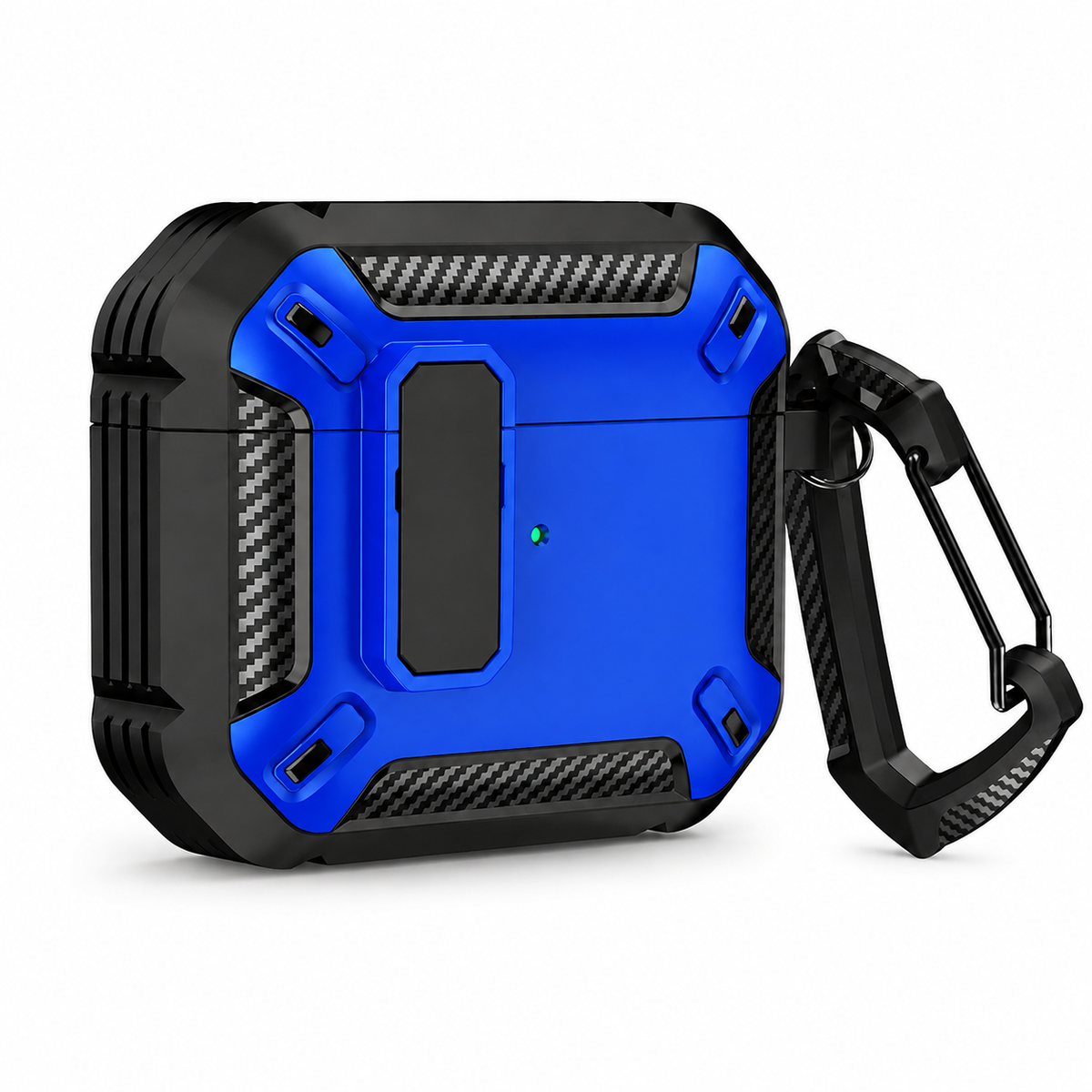Premium Carbon Fiber AirPods Case Cover Shockproof TPU Protective Case Secure Lock Wireless Charging Anti Scratch Keychain Compatible with AirPods
