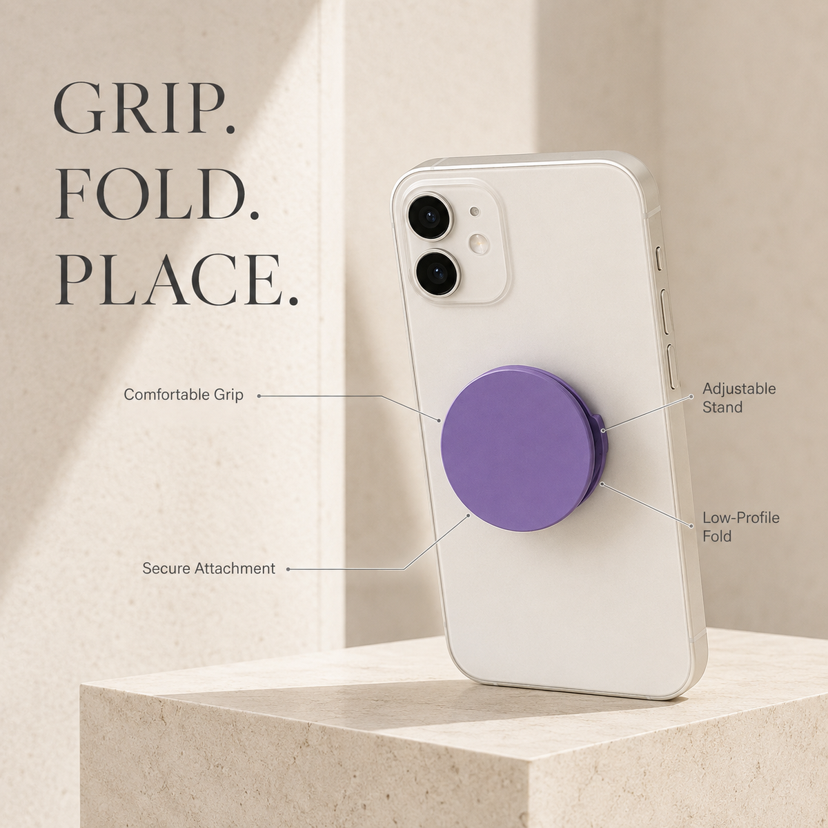 Premium Foldable Finger Ring Phone Holder Expandable Grip Stand Anti Slip Kickstand Round Socket Mount Adjustable Smartphone Holder Compatible with iPhone