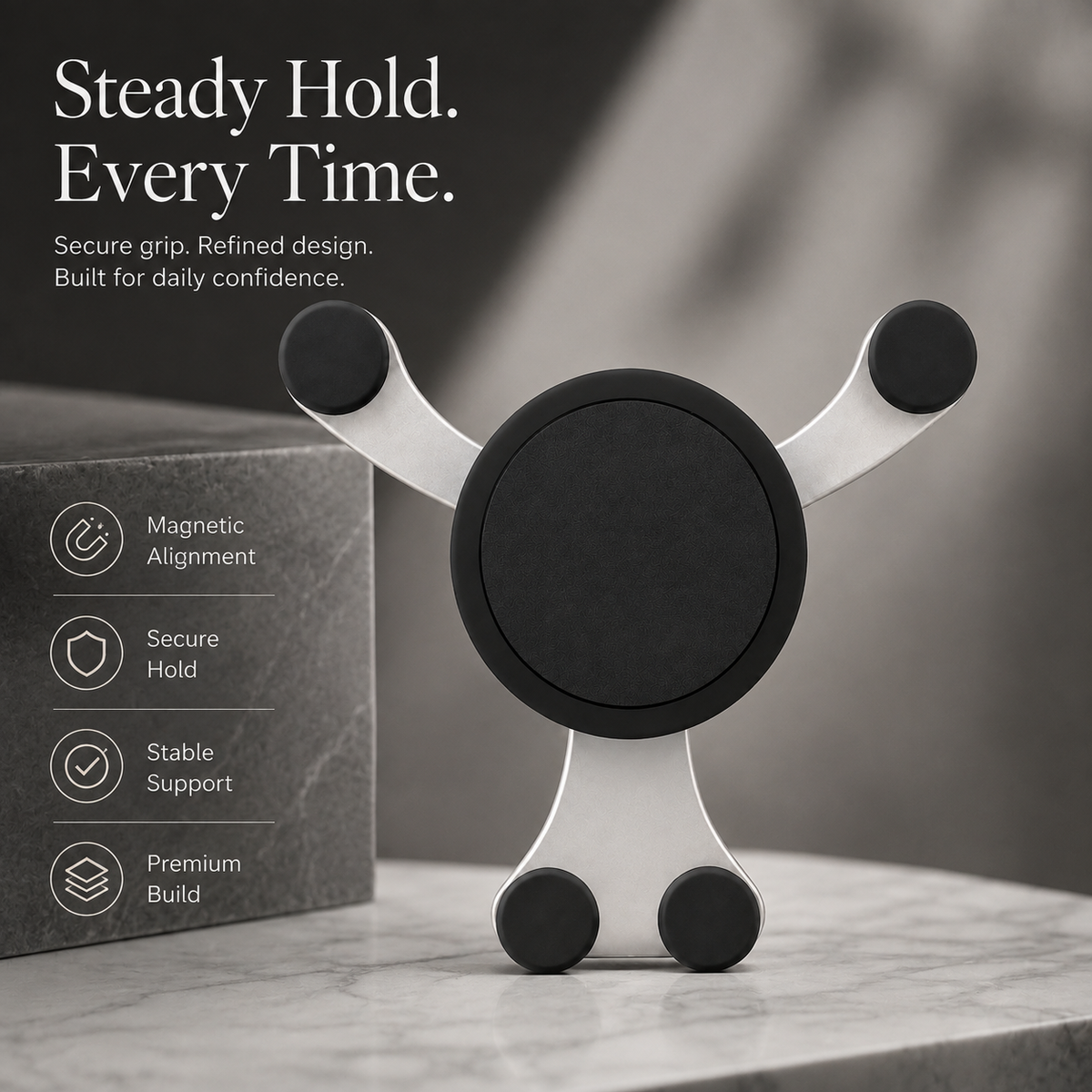 Premium Gravity Car Phone Holder Auto Lock Air Vent Mount Hands Free Smartphone Stand Anti Slip GPS Car Mount Adjustable Stable Compatible with iPhone