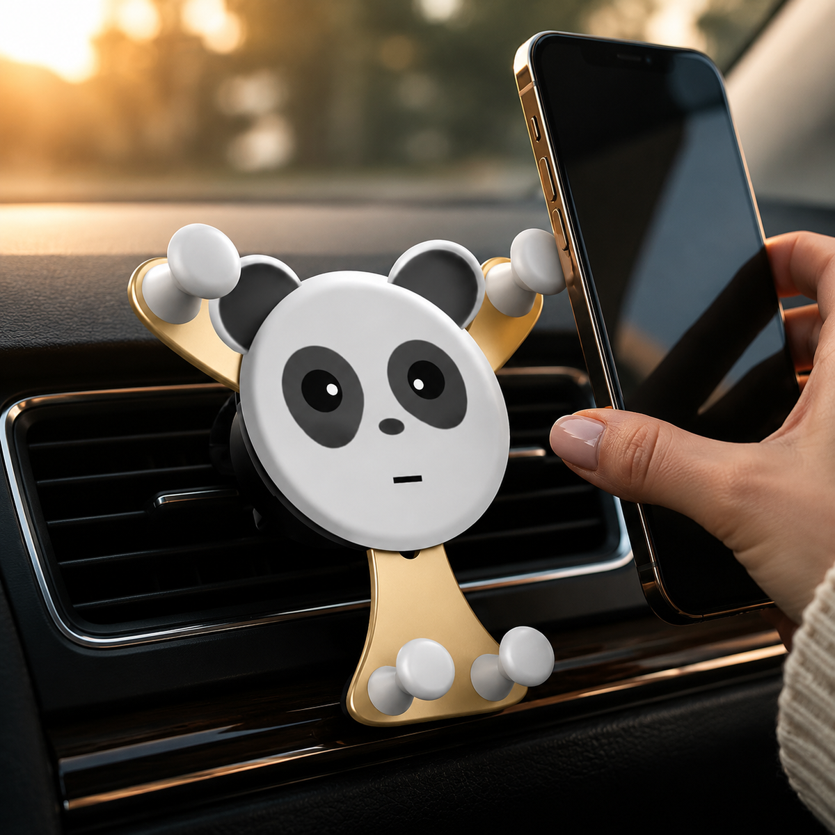 Premium Gravity Car Phone Holder Auto Lock Air Vent Mount Hands Free Smartphone Stand Anti Slip GPS Car Mount Adjustable Stable Compatible with iPhone