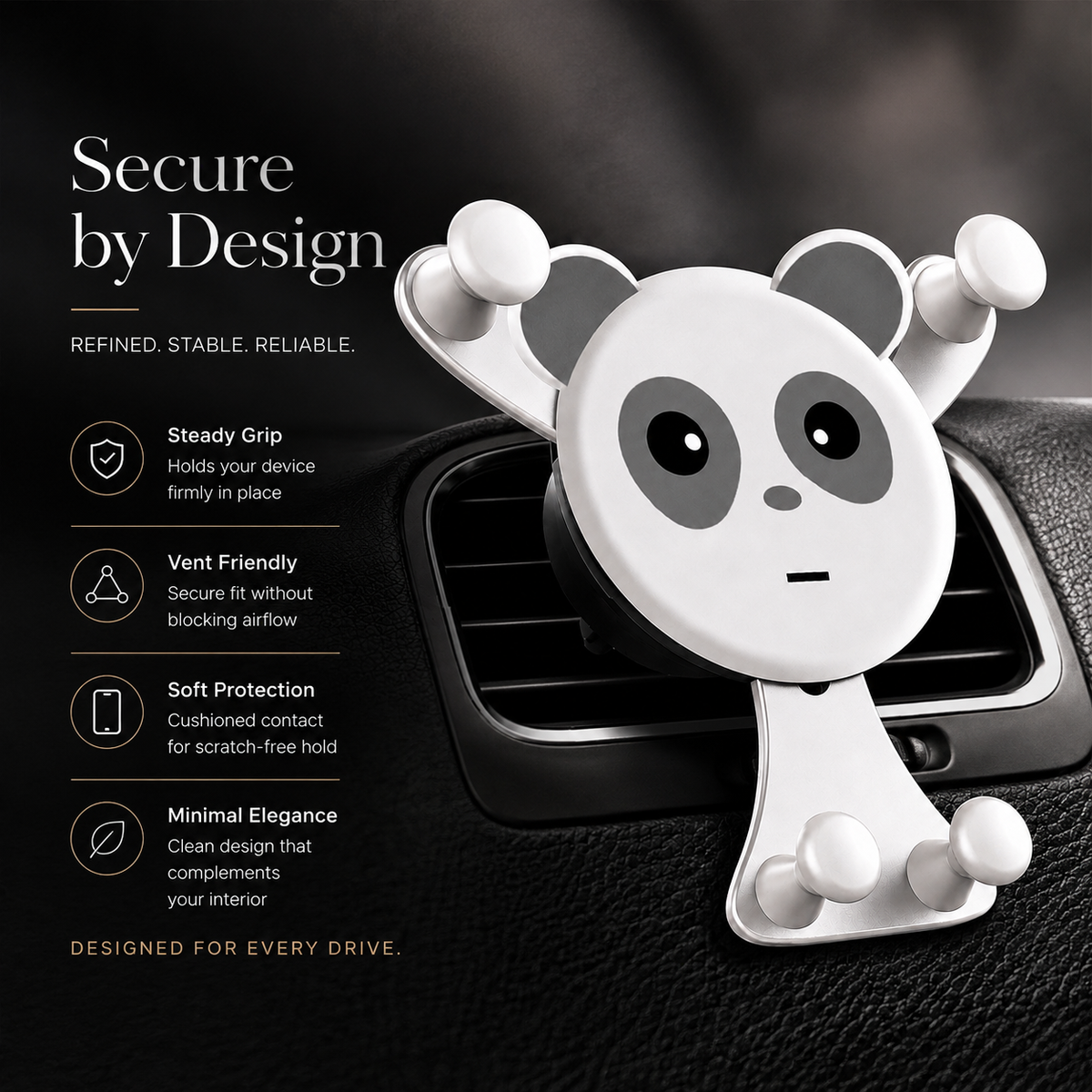 Premium Gravity Car Phone Holder Auto Lock Air Vent Mount Hands Free Smartphone Stand Anti Slip GPS Car Mount Adjustable Stable Compatible with iPhone