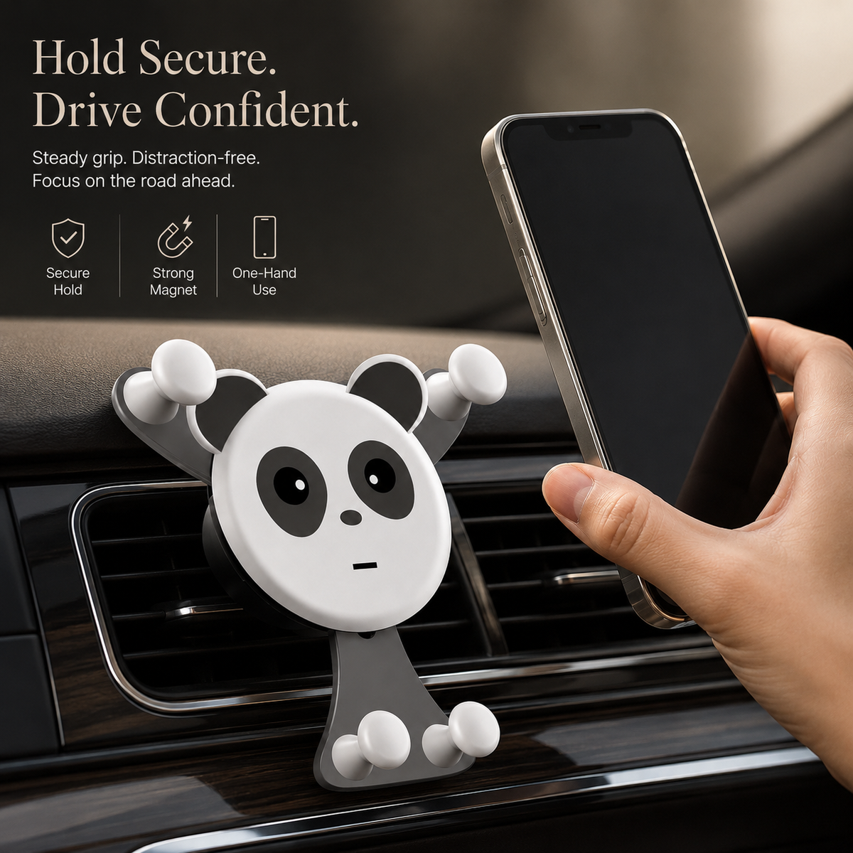 Premium Gravity Car Phone Holder Auto Lock Air Vent Mount Hands Free Smartphone Stand Anti Slip GPS Car Mount Adjustable Stable Compatible with iPhone