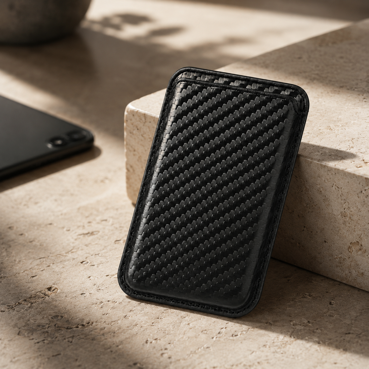 Premium MagSafe Card Holder Wallet Carbon Fiber Magnetic Slim Card Case Credit Card Holder Strong Magnetic Storage Compatible with iPhone