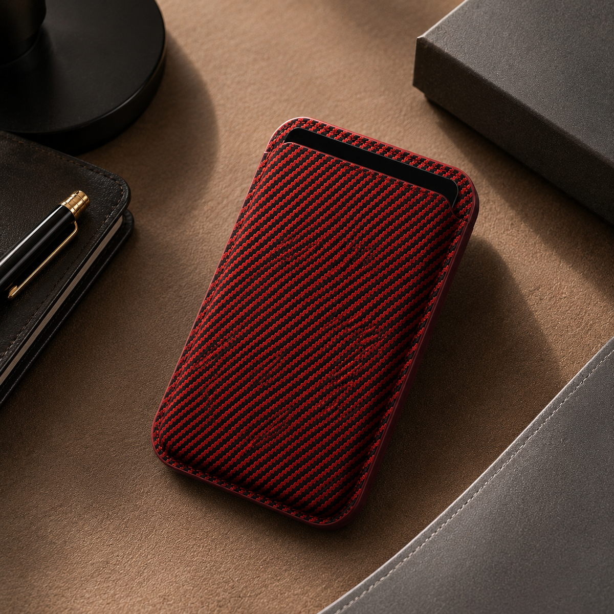 Premium MagSafe Card Holder Wallet Carbon Fiber Magnetic Slim Card Case Credit Card Holder Strong Magnetic Storage Compatible with iPhone