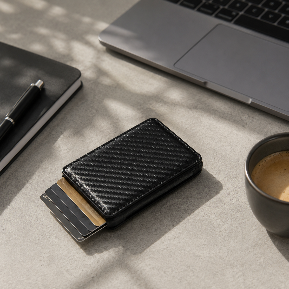 Premium MagSafe Card Holder Wallet Carbon Fiber Magnetic Slim Card Case Credit Card Holder Strong Magnetic Storage Compatible with iPhone