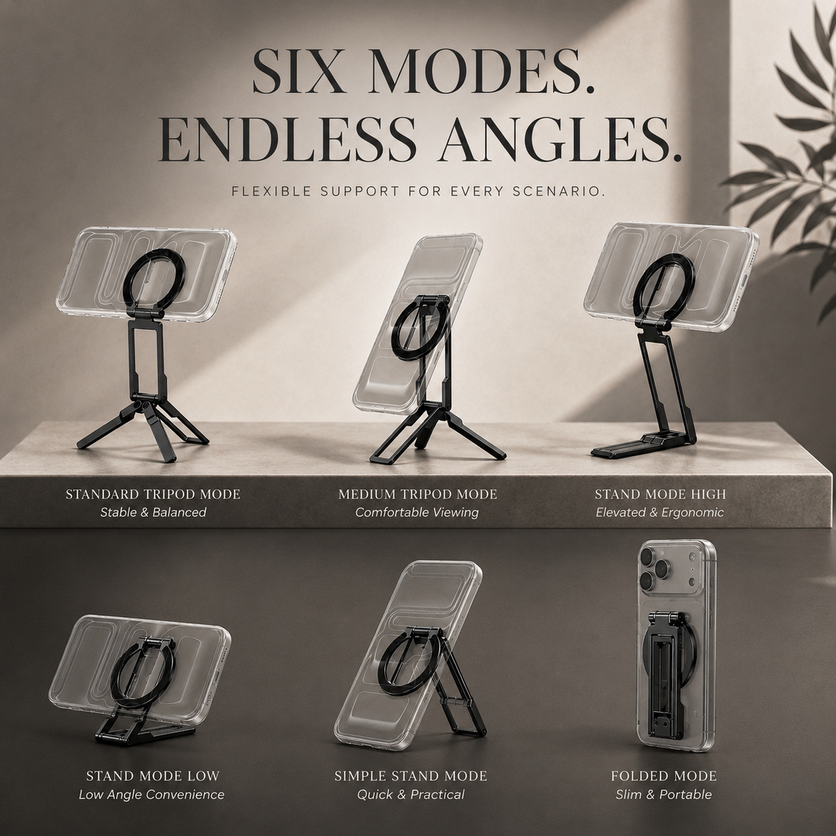 Premium MagSafe Magnetic Phone Tripod Stand Ultra Slim Pocket Phone Holder N52 Magnetic Grip 360 Adjustable Stand Compatible with iPhone